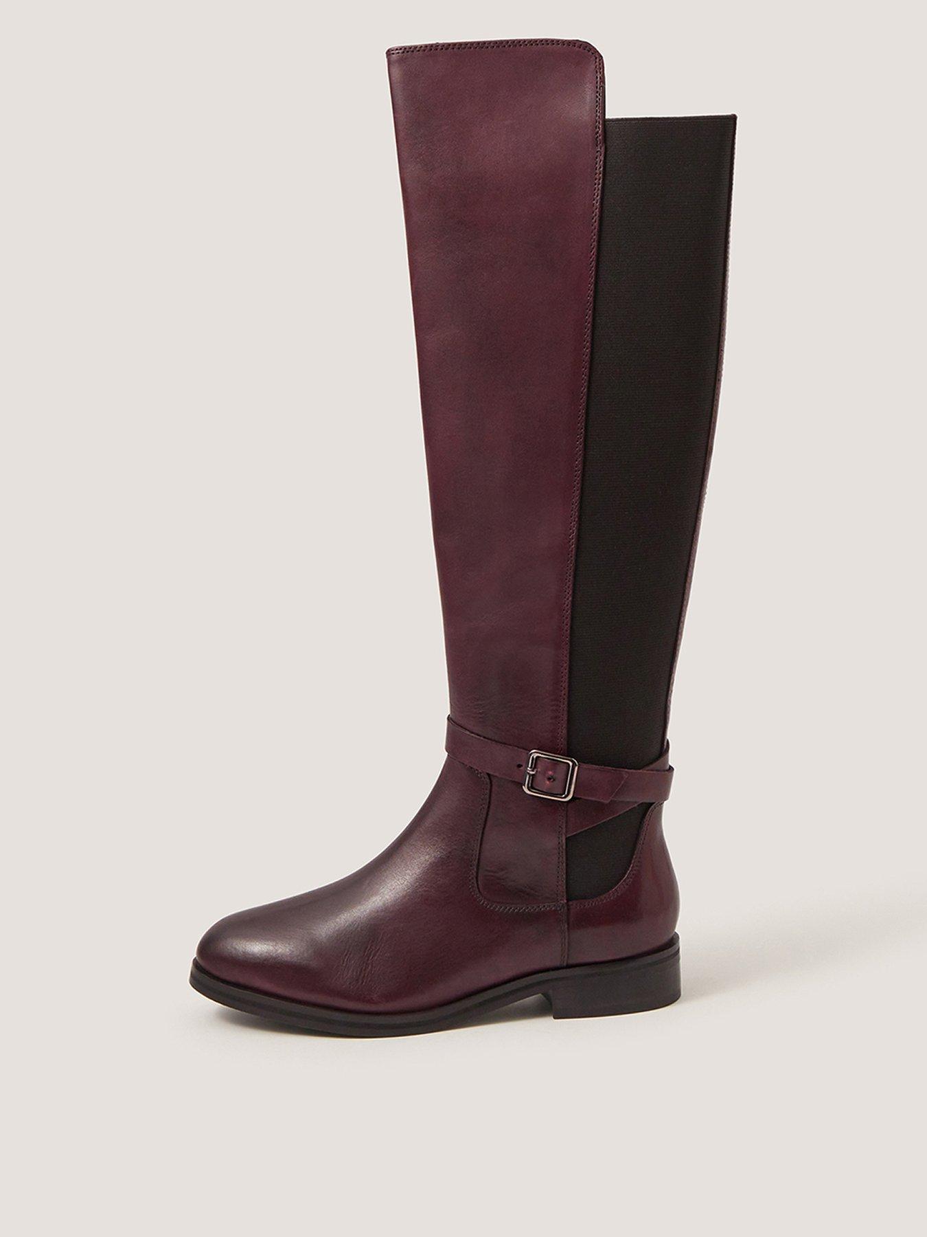 Monsoon Milly Leather Knee High Boots - Red