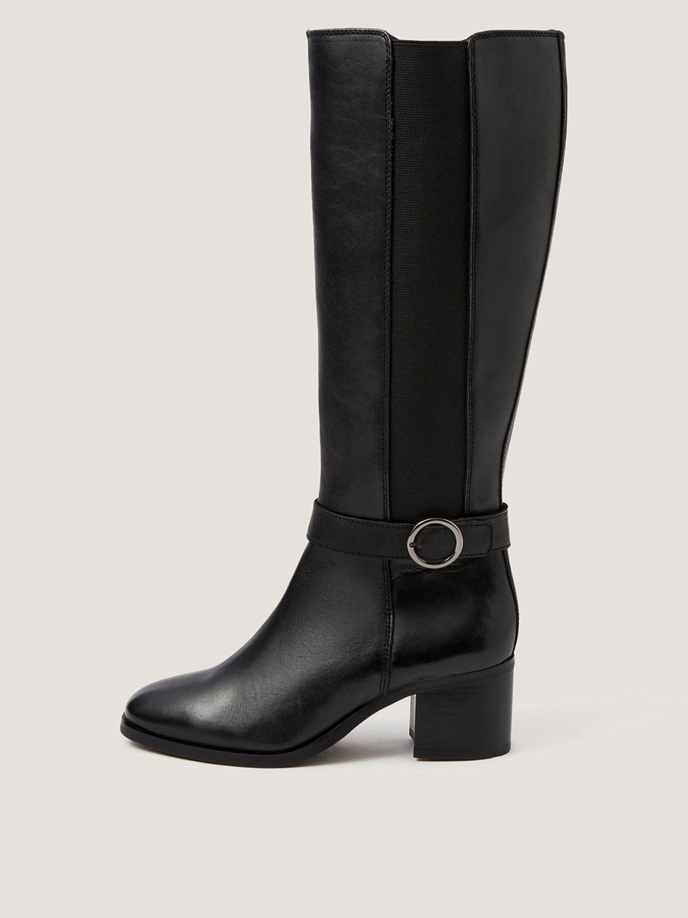 Monsoon Tori Leather Knee High Boots - Black