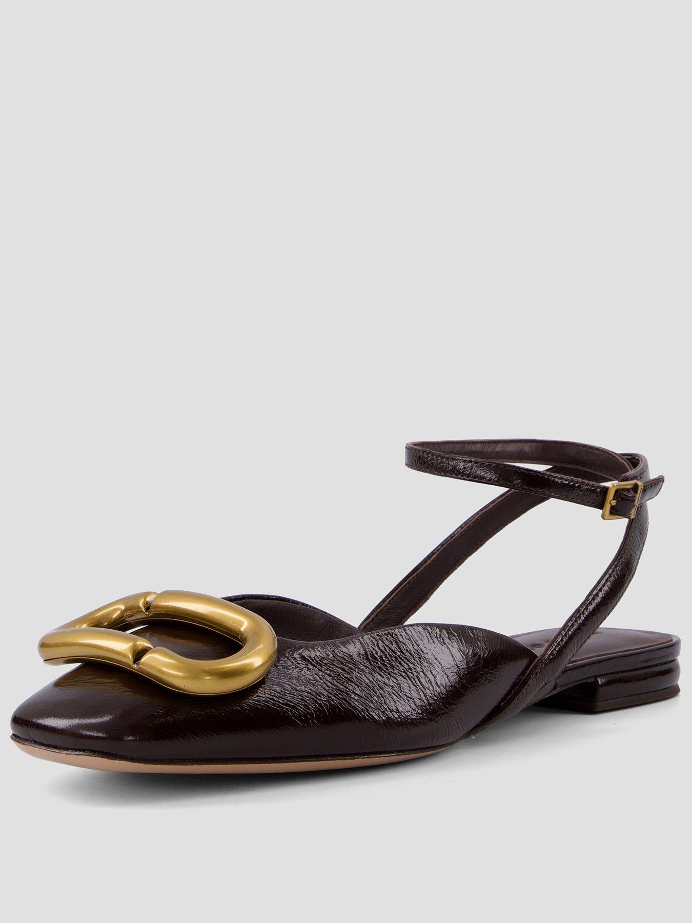 Image 1 of 7 of MARC JACOBS Womens Pop J Marc Hardware Ankle Strap Ballet Flats - Red