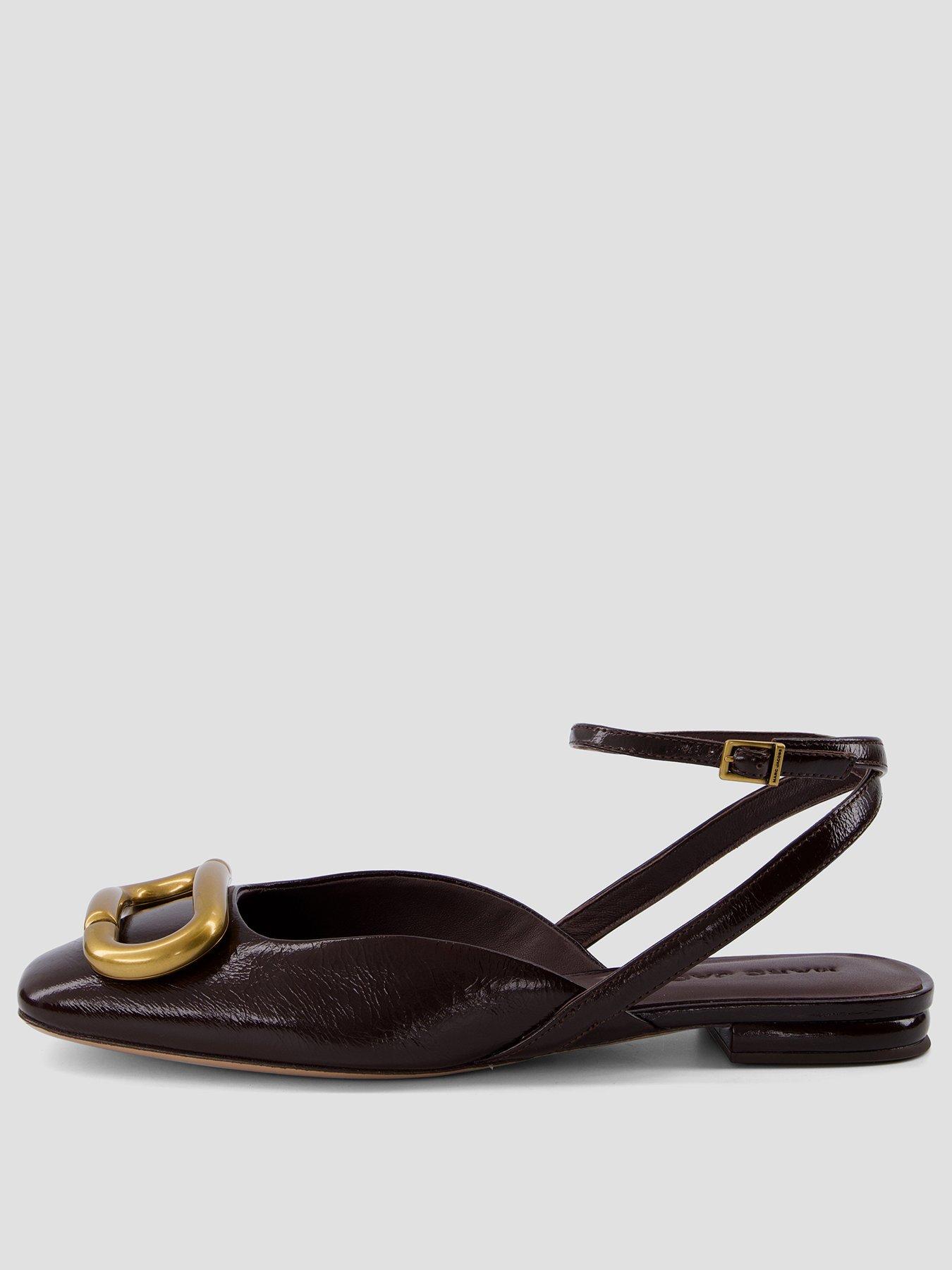 Image 2 of 7 of MARC JACOBS Womens Pop J Marc Hardware Ankle Strap Ballet Flats - Red