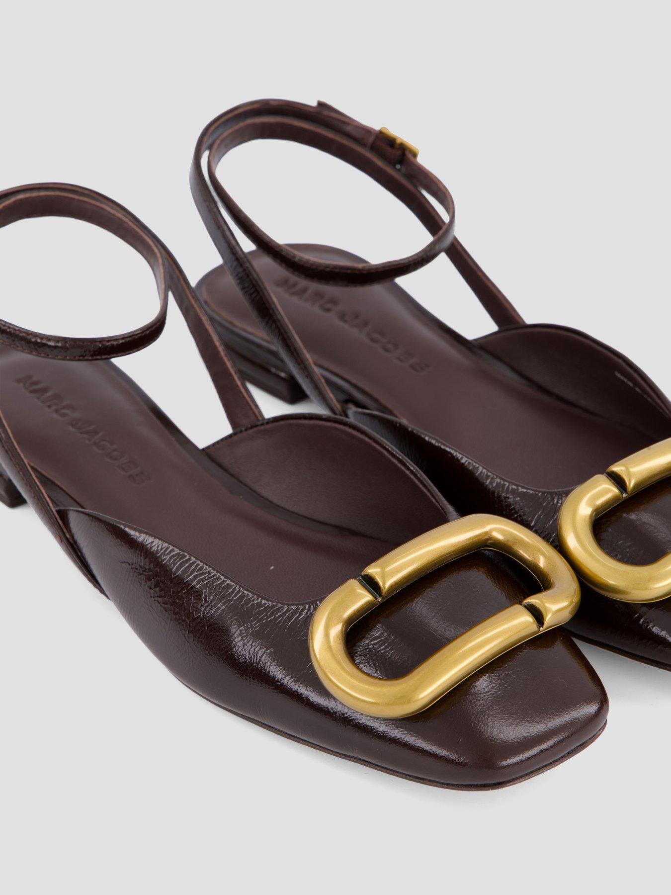 Image 5 of 7 of MARC JACOBS Womens Pop J Marc Hardware Ankle Strap Ballet Flats - Red