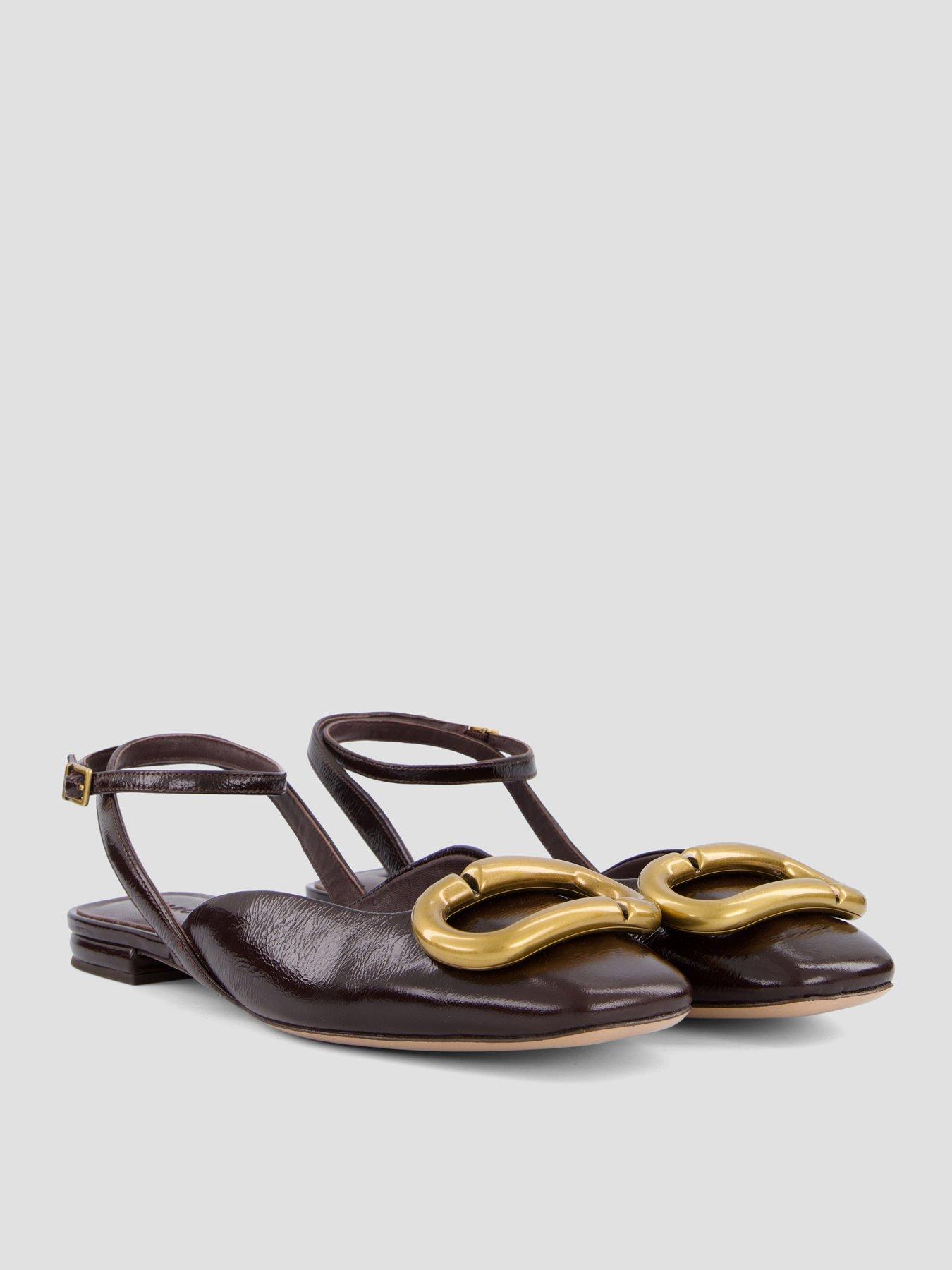 Image 6 of 7 of MARC JACOBS Womens Pop J Marc Hardware Ankle Strap Ballet Flats - Red