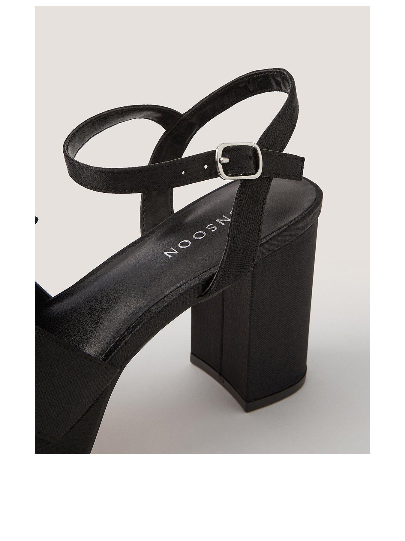 Image 3 of 3 of Monsoon Womens Satin Bow Platform Block Heel Shoes - Black