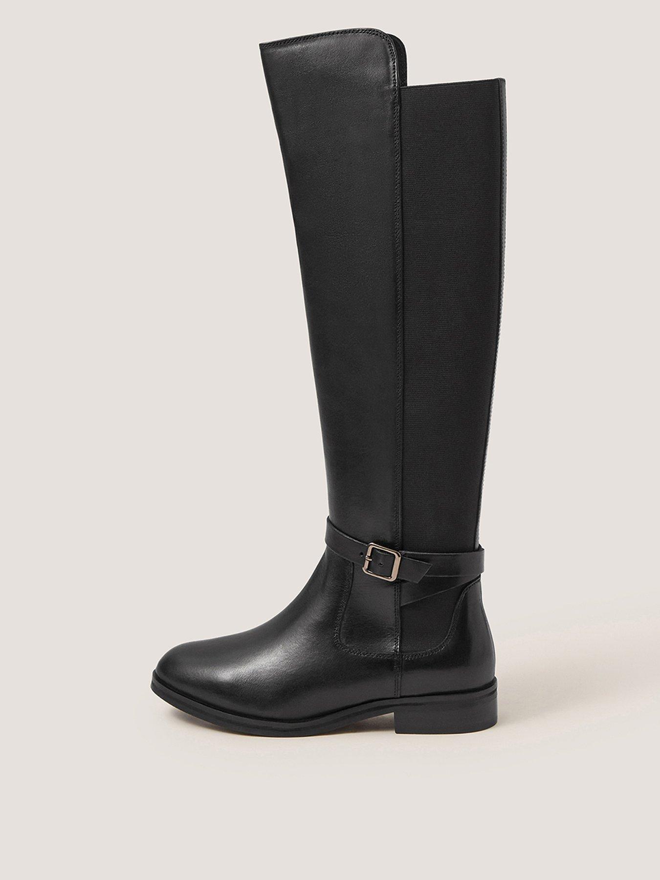 Image 1 of 3 of Monsoon Women's Milly Leather Knee High Boots - Black