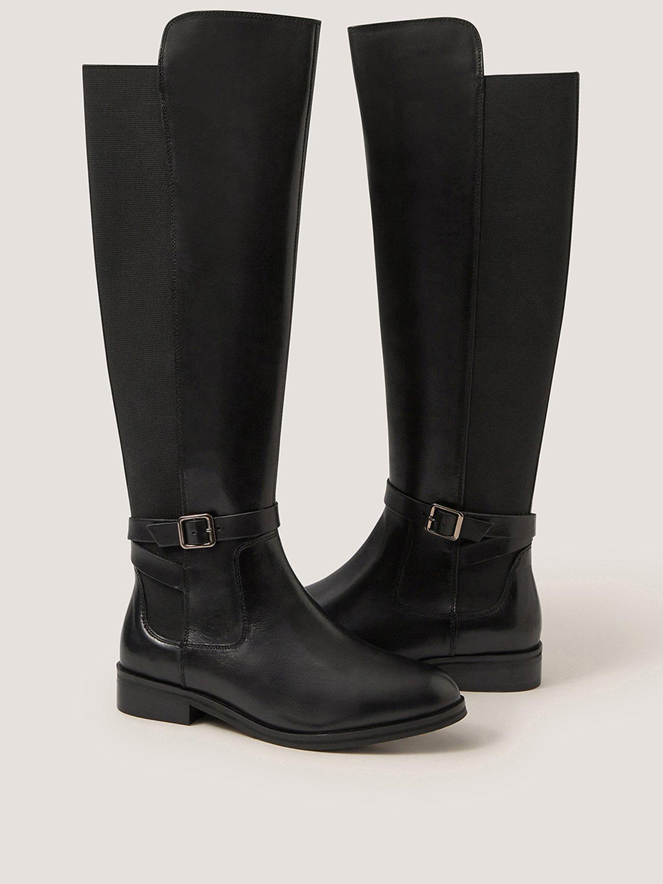 Image 2 of 3 of Monsoon Women's Milly Leather Knee High Boots - Black