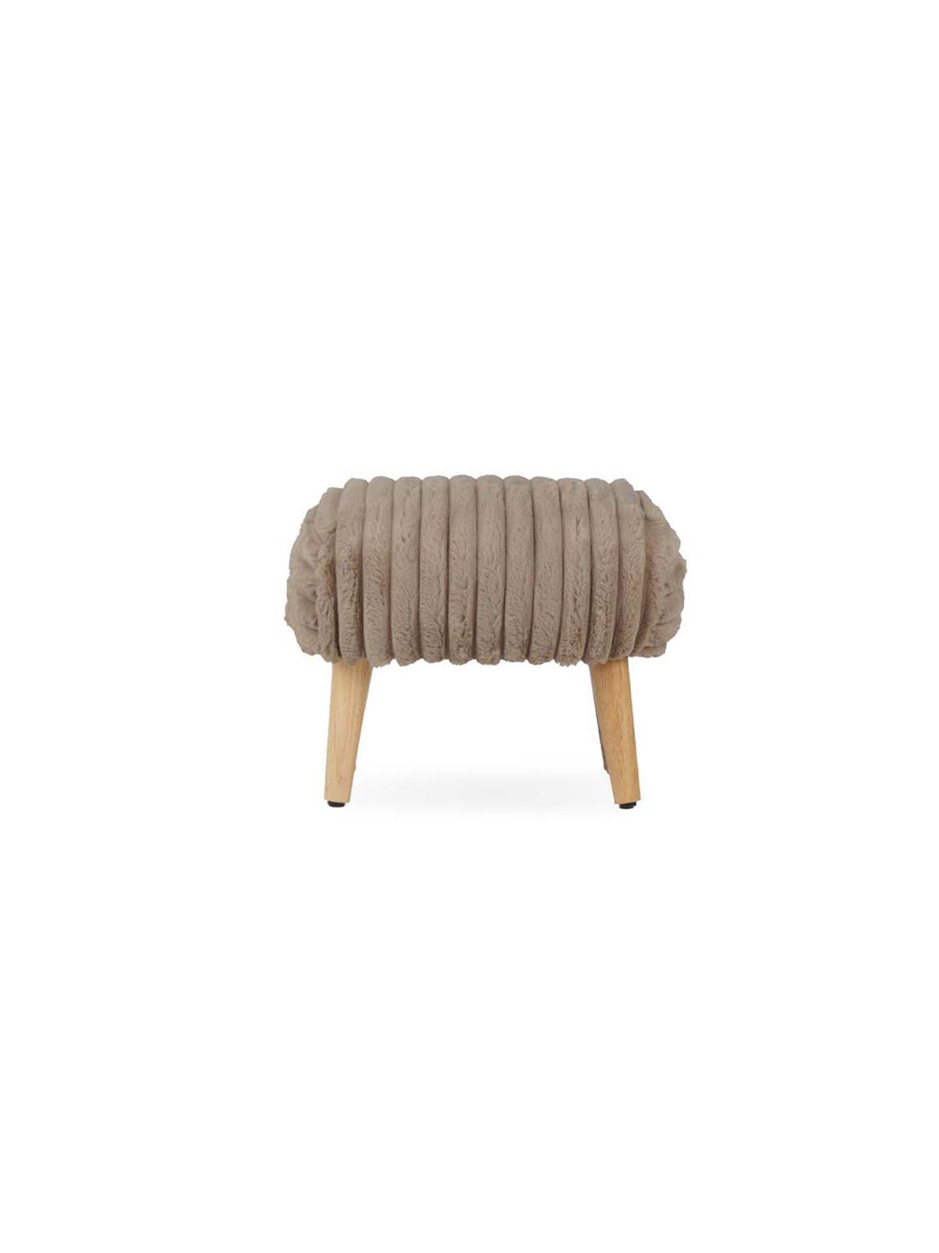 CuddleCo Etta Foot Stool - Mink Faux Fur