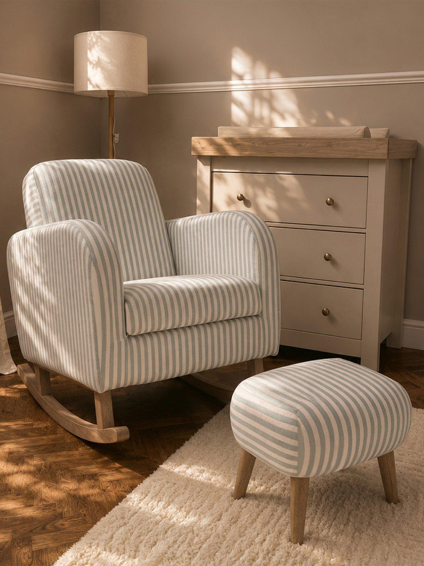 Image 3 of 6 of CuddleCo Etta Foot Stool - Sea Salt Stripe