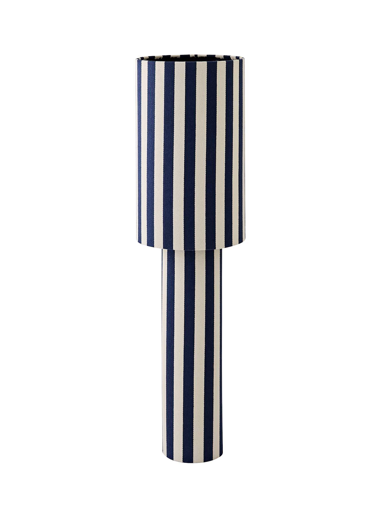 Image 7 of 7 of ValueLights Florence Navy Deckchair Stripe Linen Midi Floor Lamp and Warm White Bulb