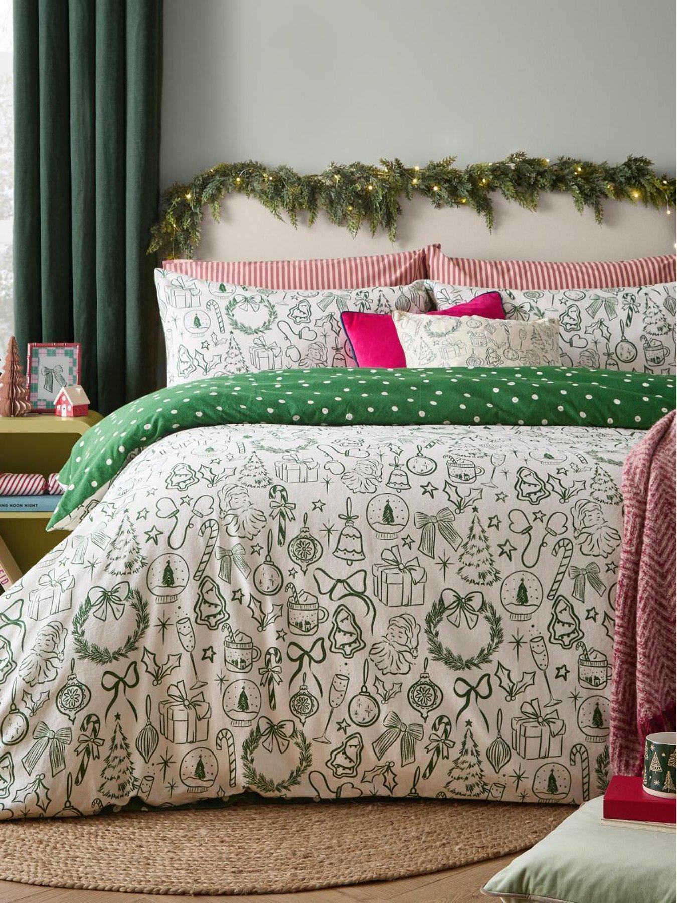 Furn Merry Christmas King Duvet Set Oat/green
