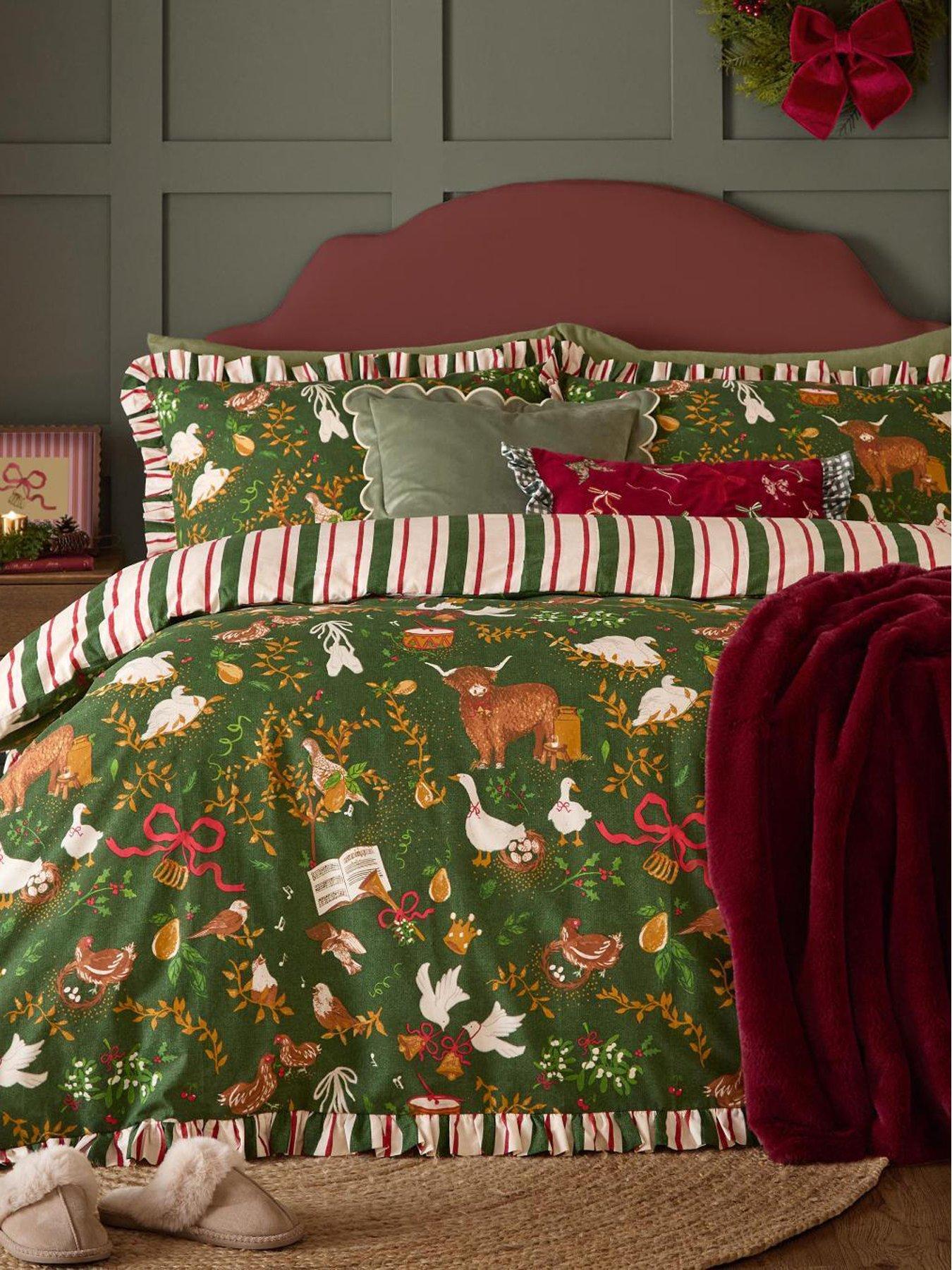 Image 1 of 4 of Furn Twelve Days Frill Duvet Set Green