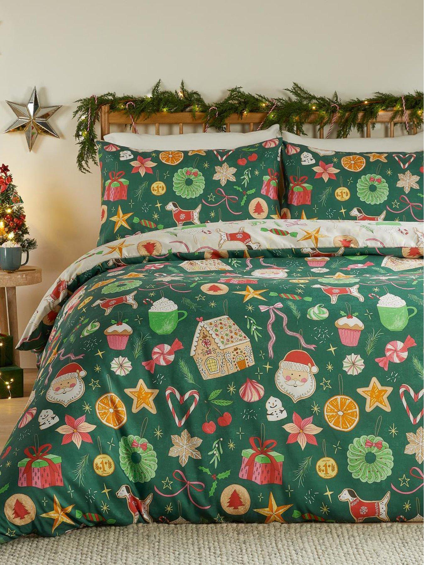 Duvet Day Festive Treats Soft Touch Double Duvet Set Emerald