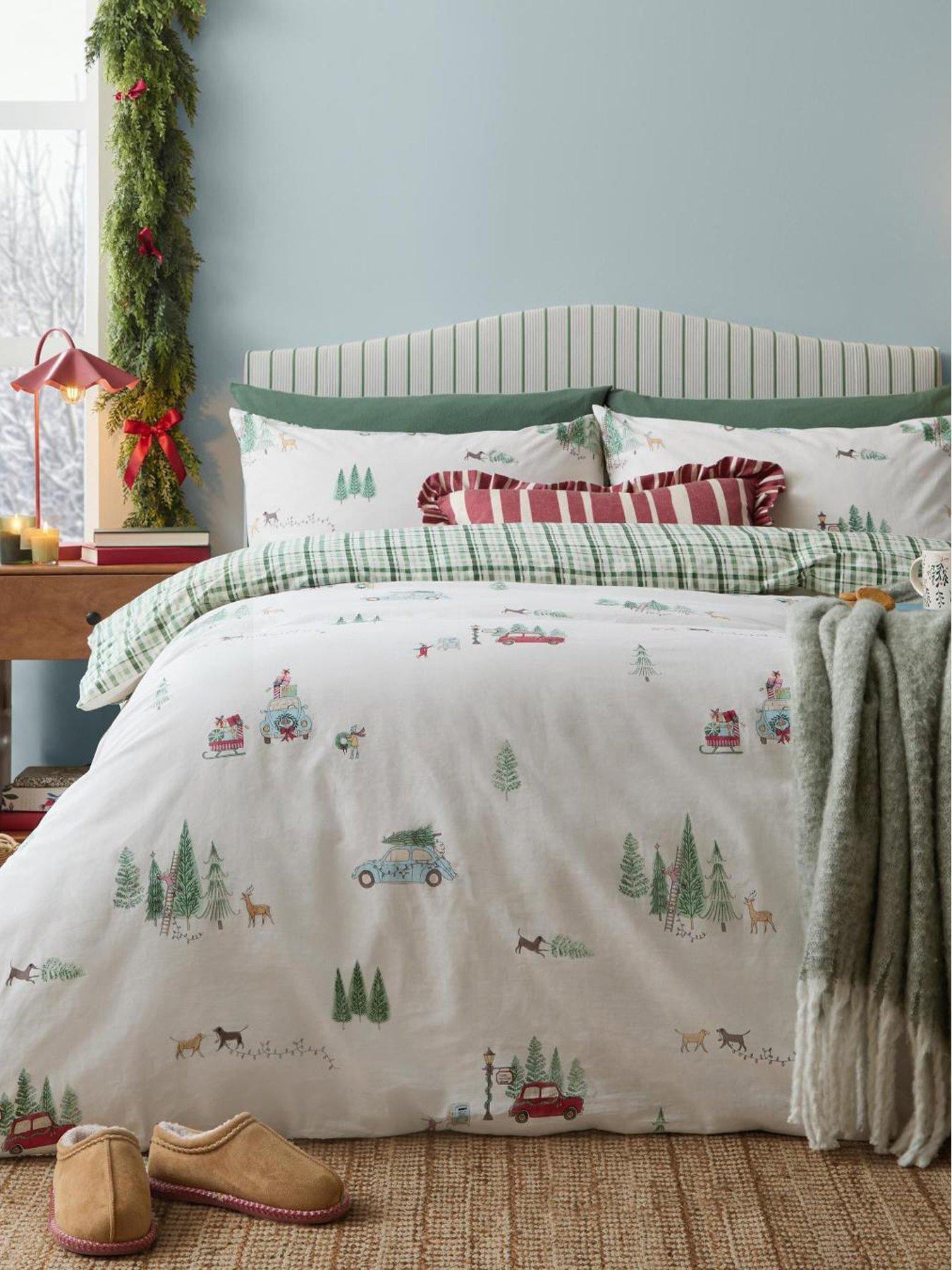 Wylder Christmas Tree Lane Duvet Set Natural/Sage