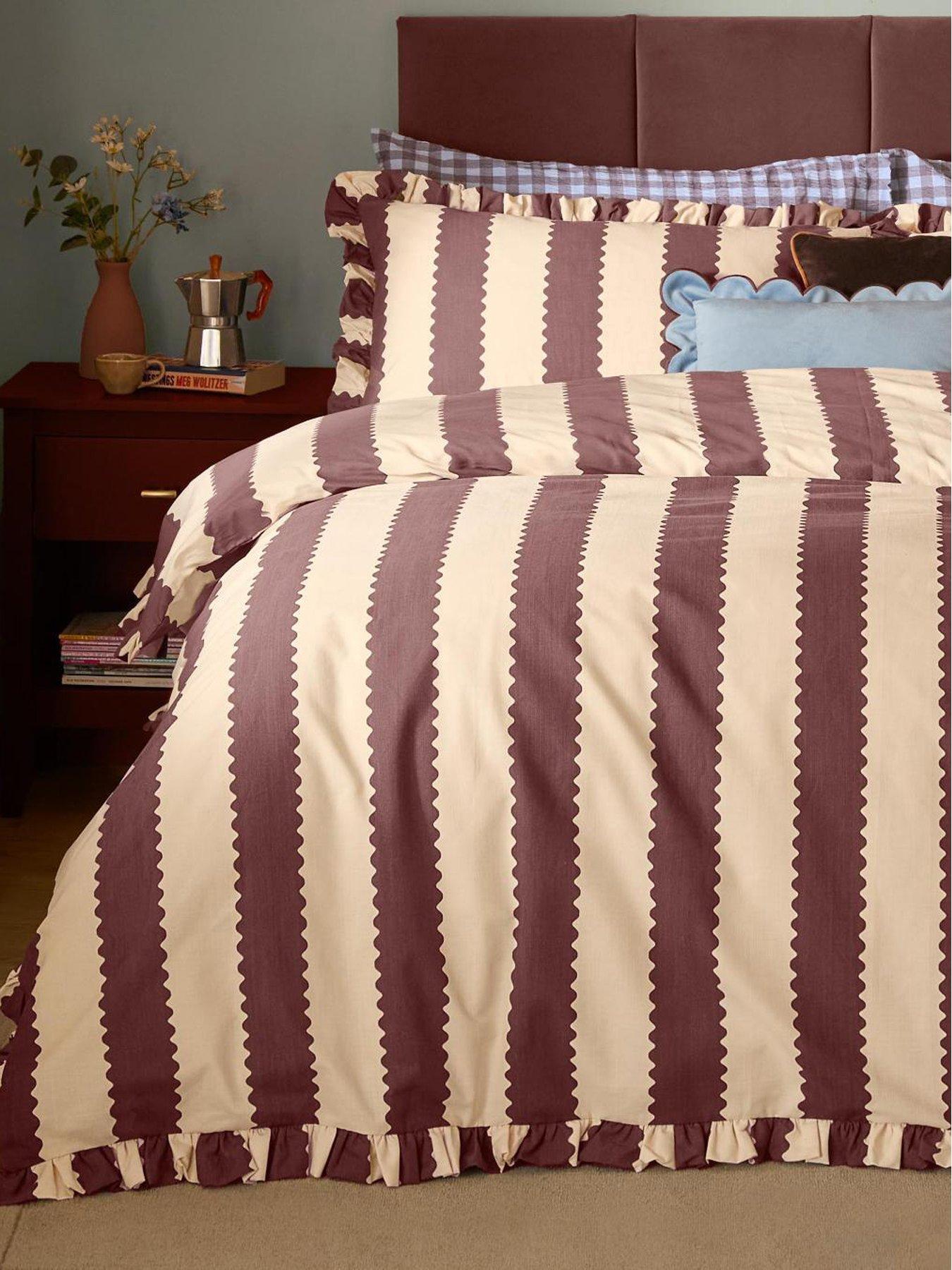 Image 3 of 3 of Furn Birdie Stripe Duvet Set Buttermilk/Chocolate