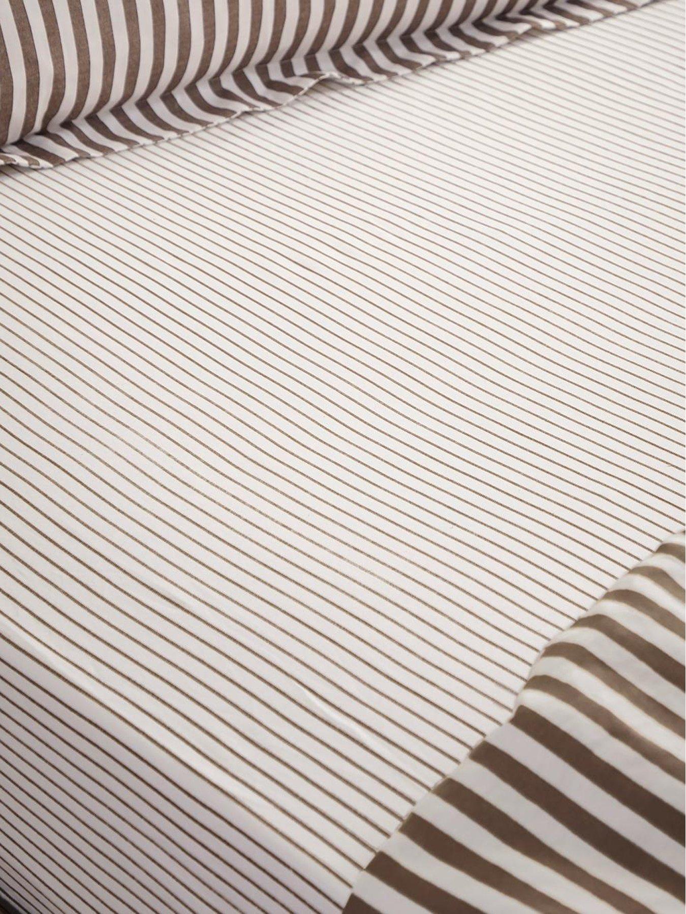 Yard Hebden/barton Double Narrow Stripe Fitted Sheet Espresso Brown