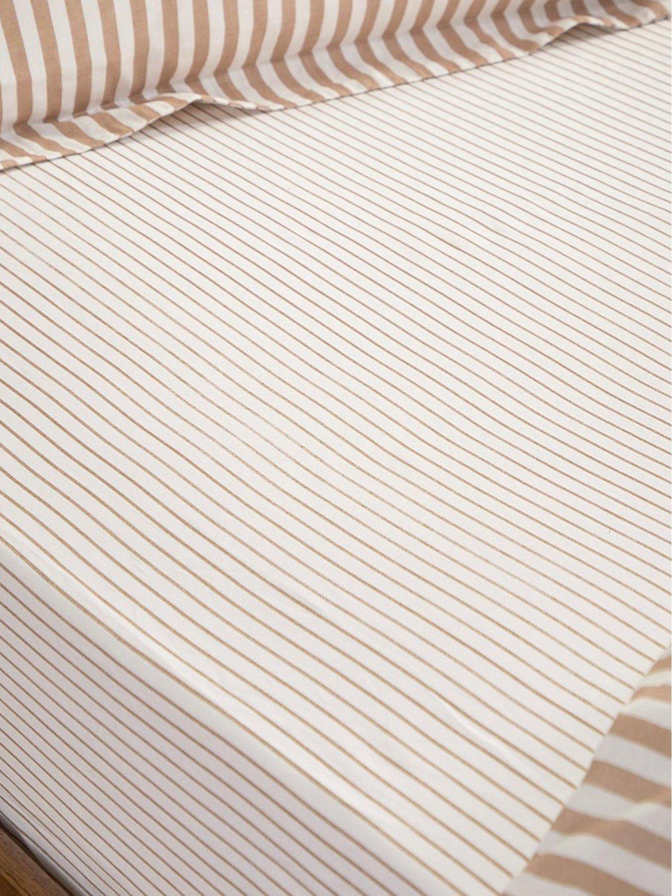 Yard Hebden Barton Narrow Stripe Fitted Sheet Caramel