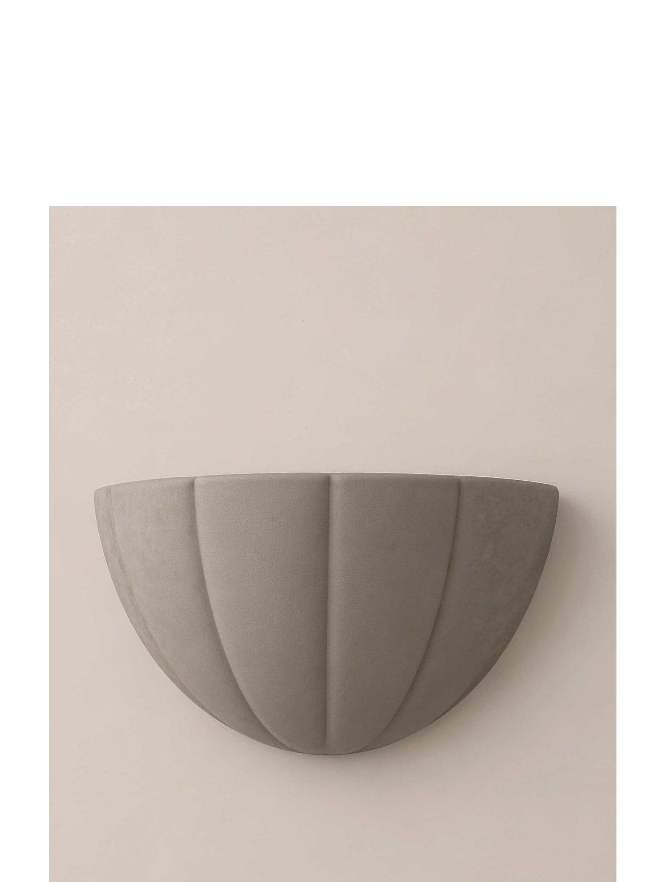 Image 2 of 6 of ValueLights Leonardo Moss Green Scallop Flush Wall Light and Warm White Bulb