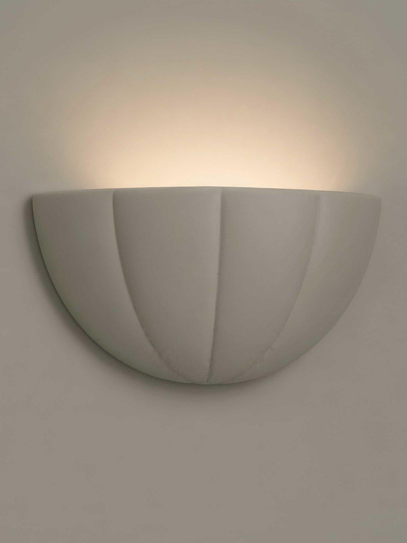 Image 4 of 6 of ValueLights Leonardo Moss Green Scallop Flush Wall Light and Warm White Bulb