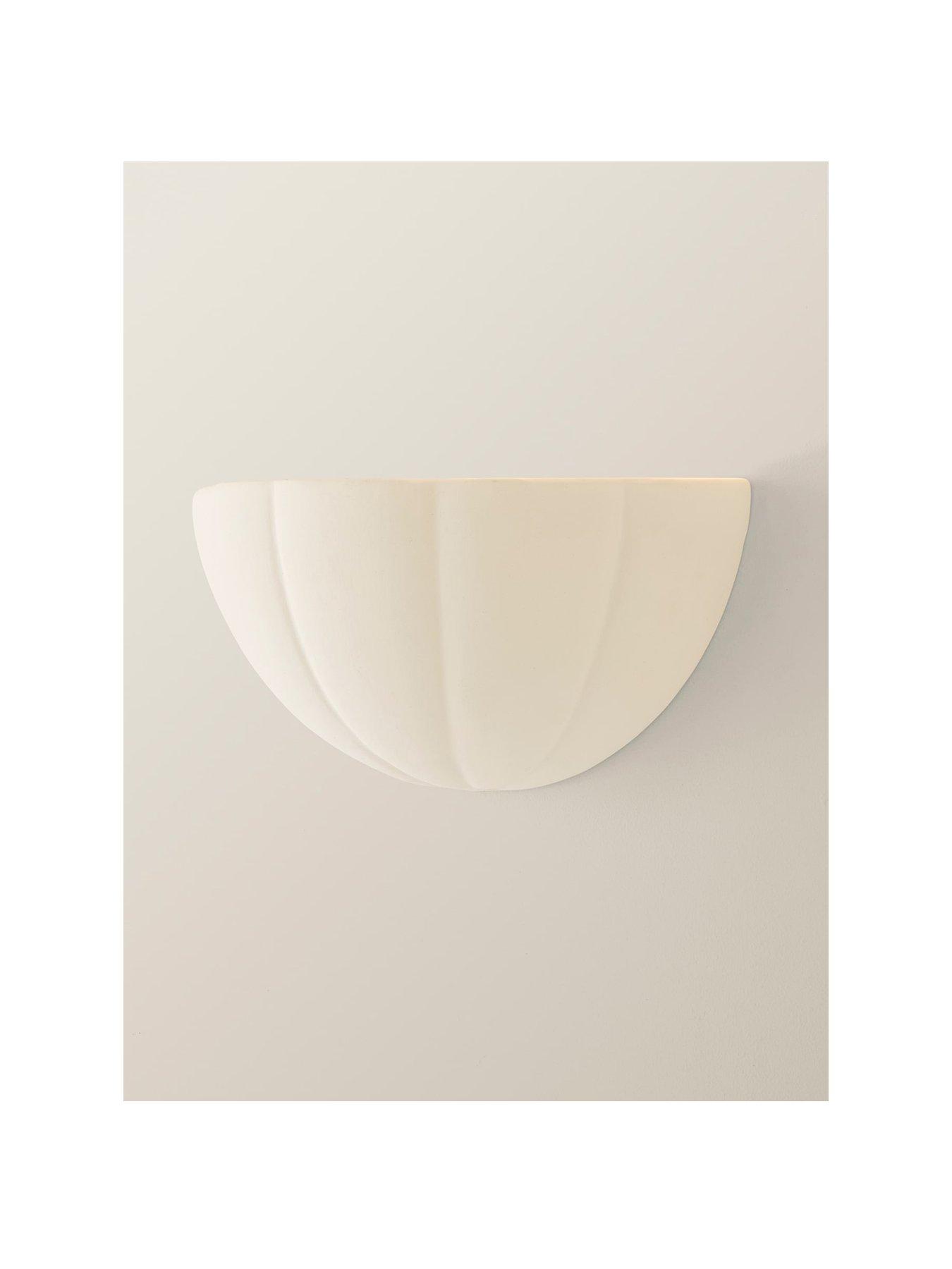 Image 2 of 6 of ValueLights Leonardo Paint Me Scallop Flush Wall Light and Warm White Bulb