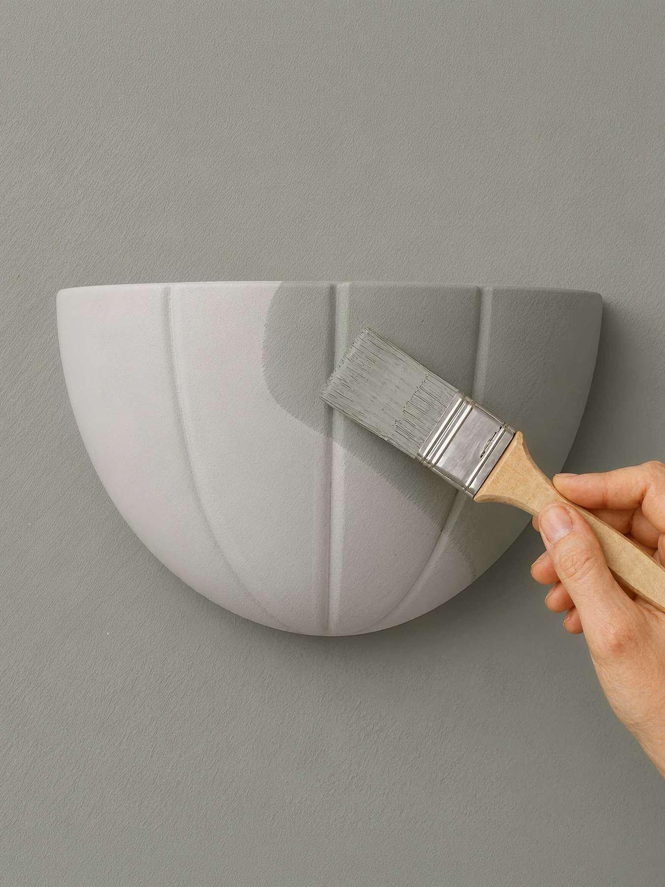Image 3 of 6 of ValueLights Leonardo Paint Me Scallop Flush Wall Light and Warm White Bulb