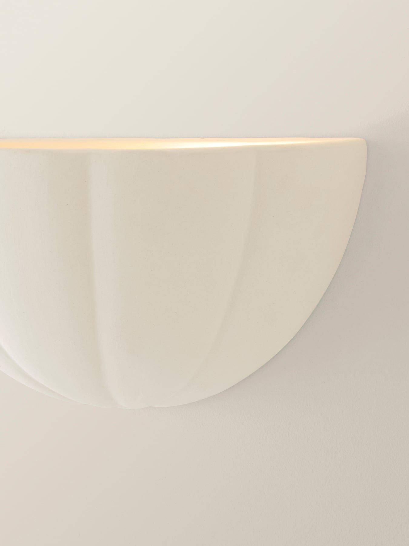 Image 4 of 6 of ValueLights Leonardo Paint Me Scallop Flush Wall Light and Warm White Bulb