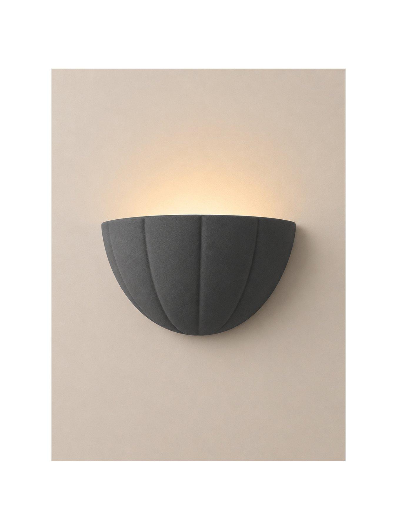 Image 2 of 4 of ValueLights Leonardo Dark Navy Scallop Flush Wall Light and Warm White Bulb