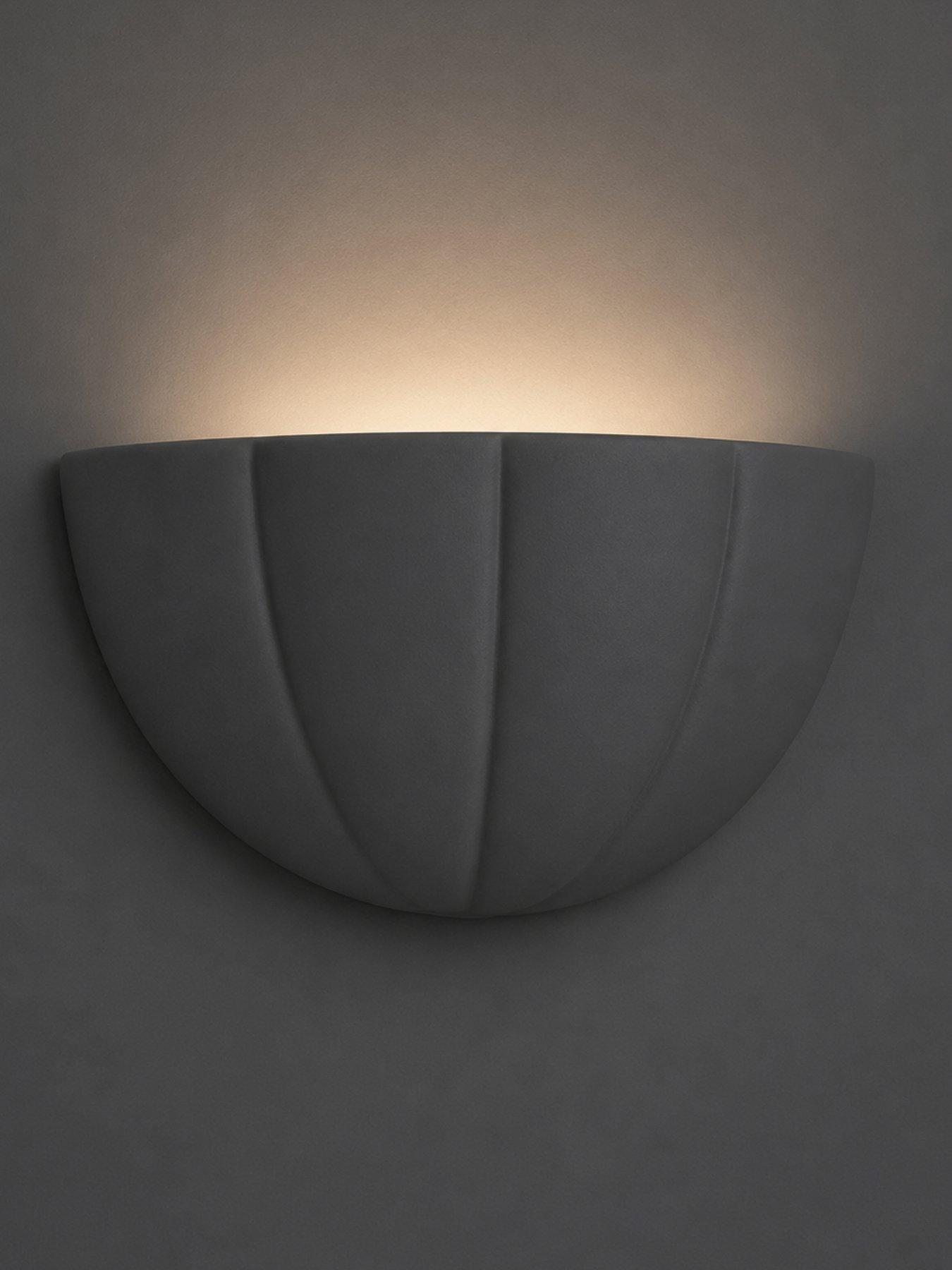 Image 3 of 4 of ValueLights Leonardo Dark Navy Scallop Flush Wall Light and Warm White Bulb