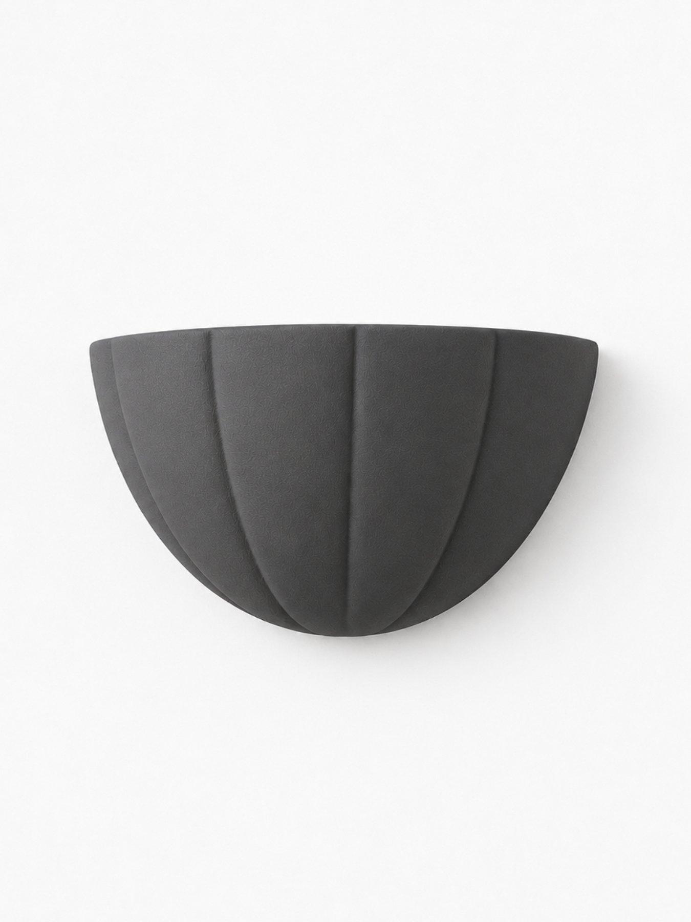 Image 4 of 4 of ValueLights Leonardo Dark Navy Scallop Flush Wall Light and Warm White Bulb