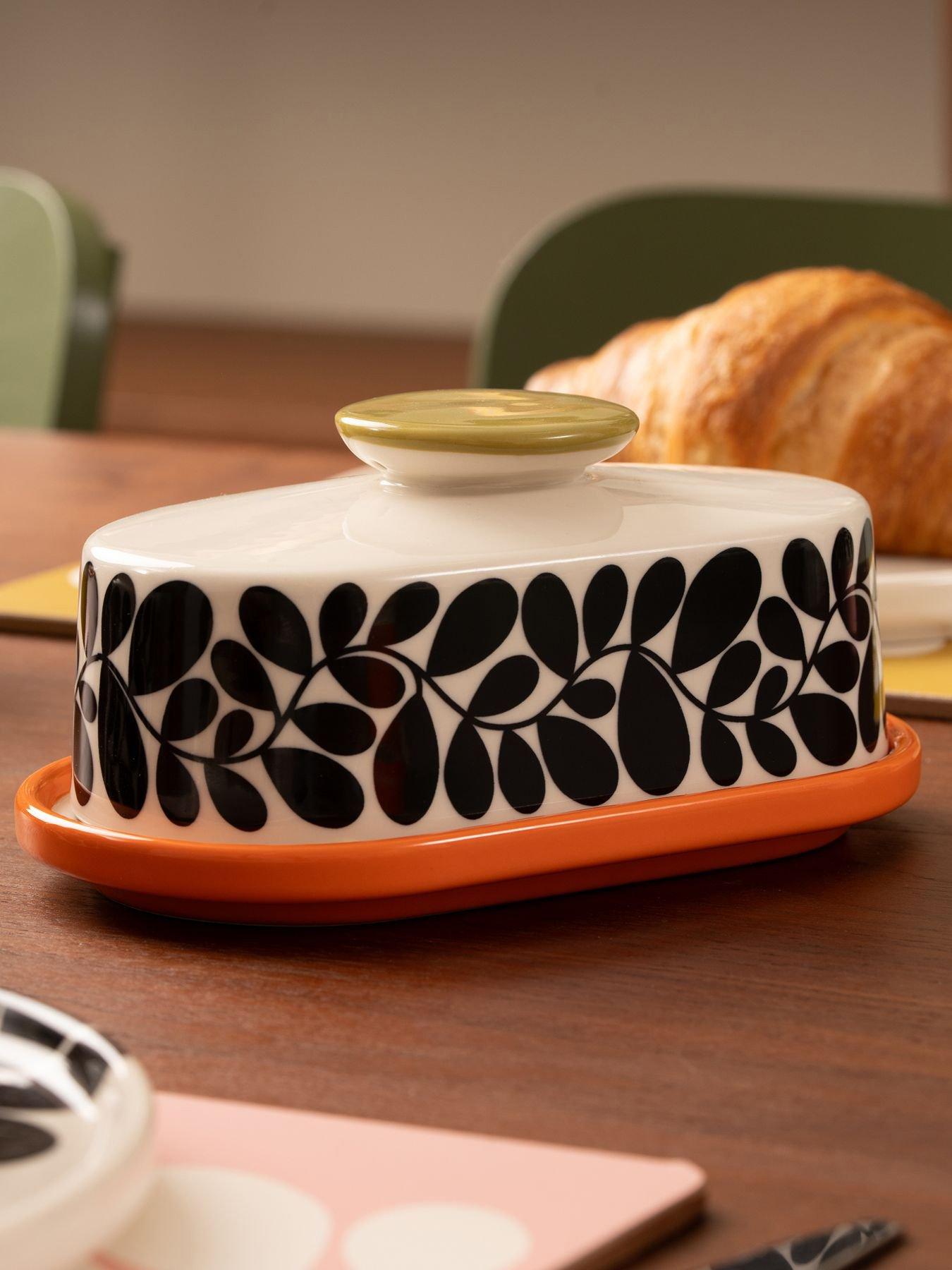 Orla Kiely Ok Sycamore Stripe Butter Dish Orange