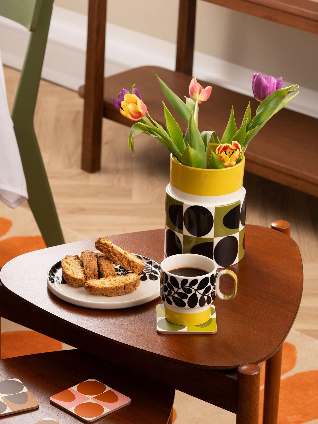 Orla Kiely Ok Spot Square Oval Utensil Pot Yellow