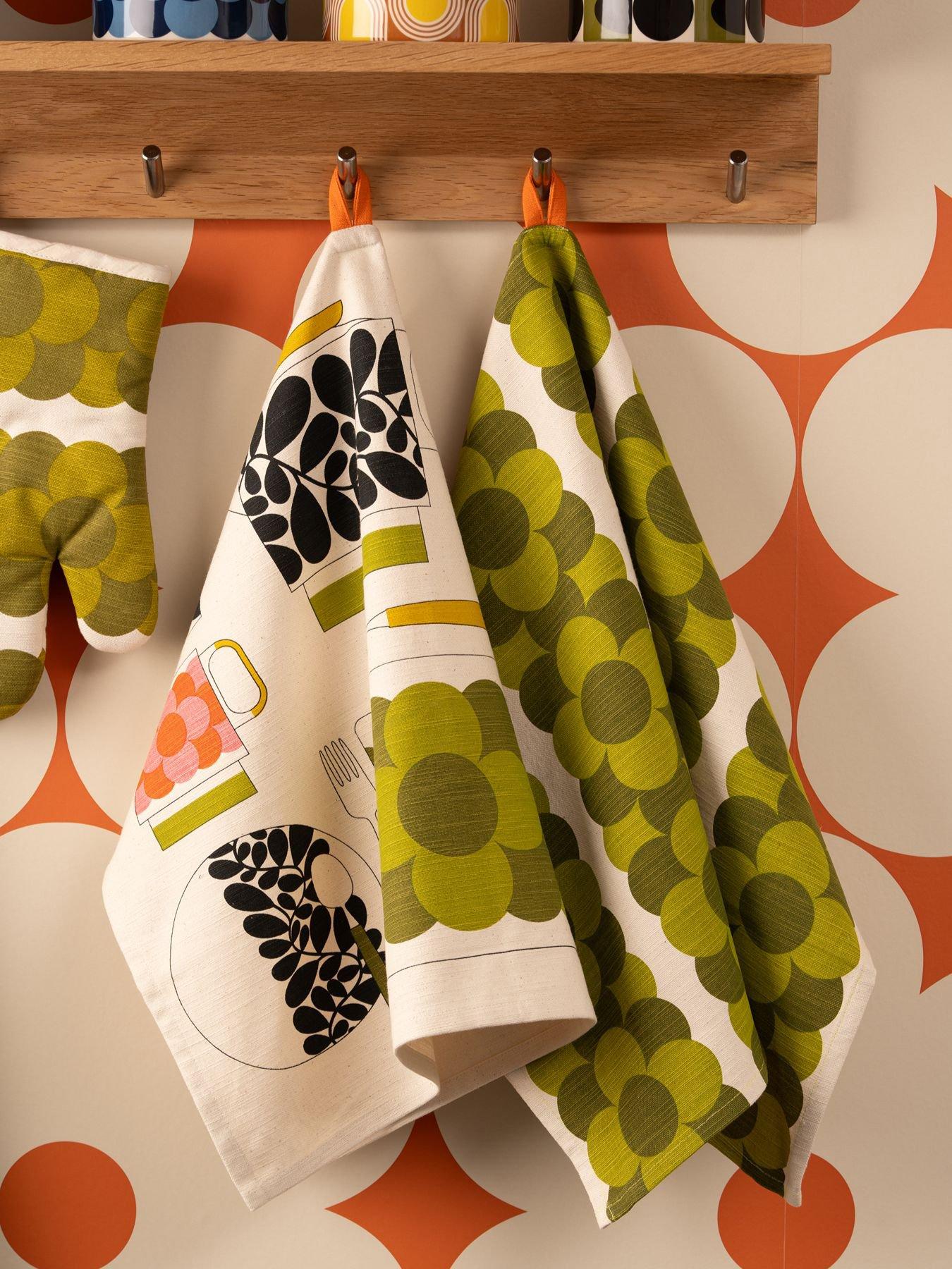 Orla Kiely Ok Retro Stripe So2 Tea Towels Green