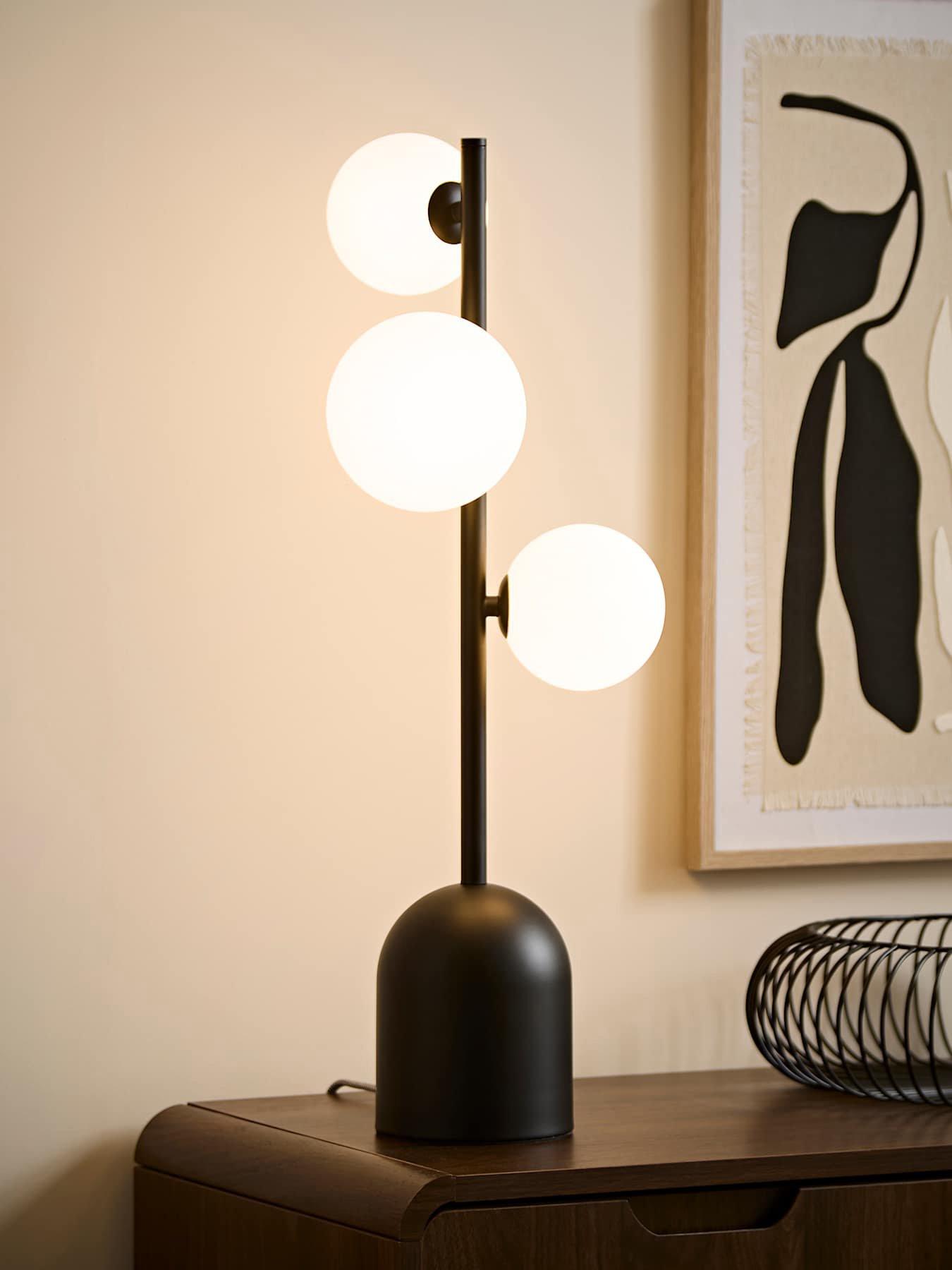 ValueLights Marlow Matte Black Multi Arm Table Lamp and Warm White Bulb