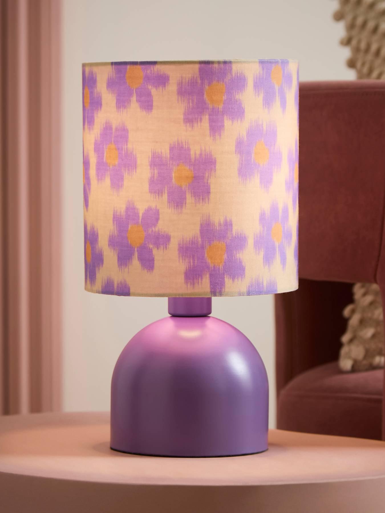 ValueLights Miley Purple Floral Leopard Table Lamp and Warm White Bulb