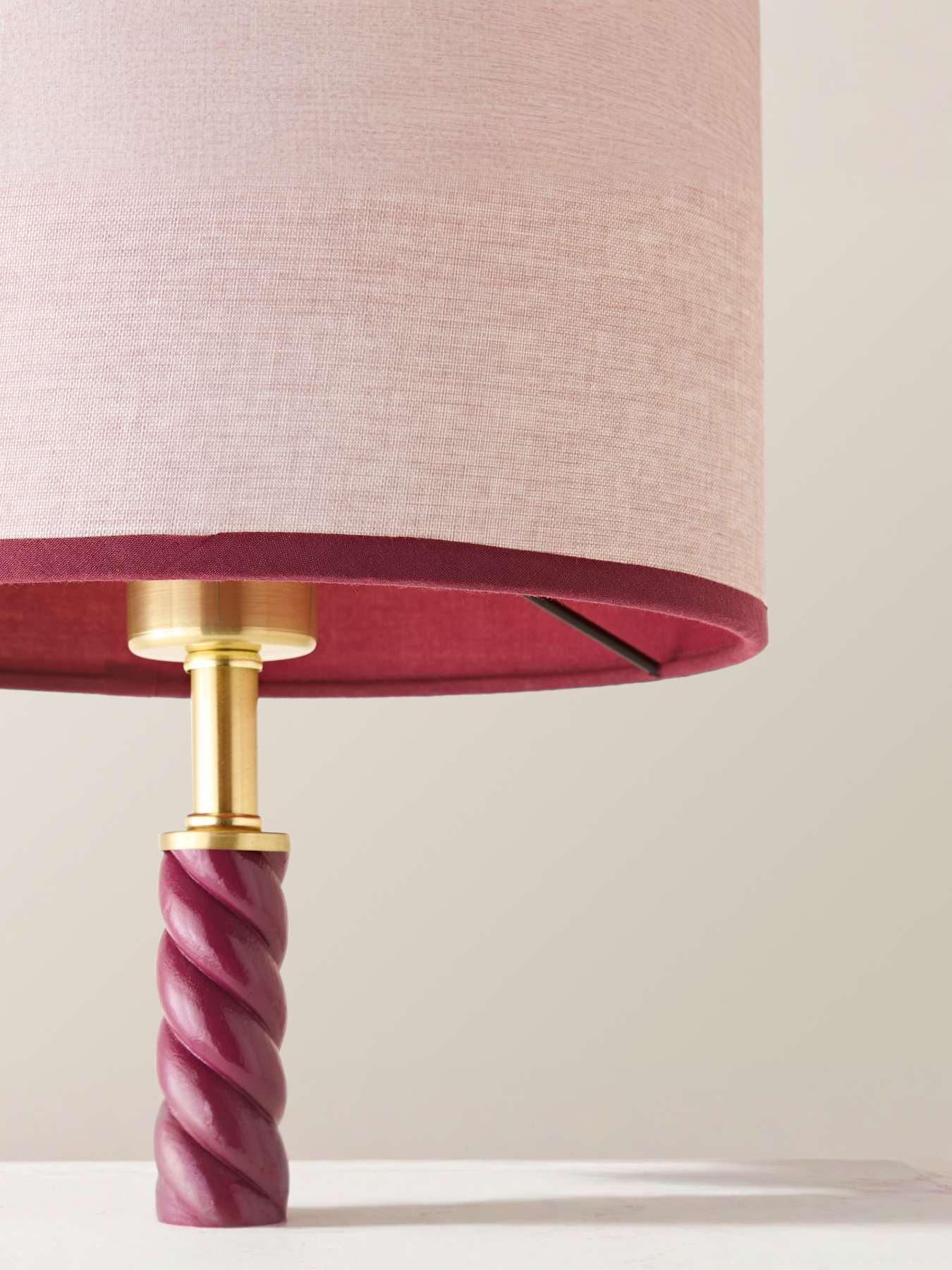 Image 4 of 7 of ValueLights Amara Pink Twist Table Lamp with Colour Match Inner Shade and Warm White Bulb