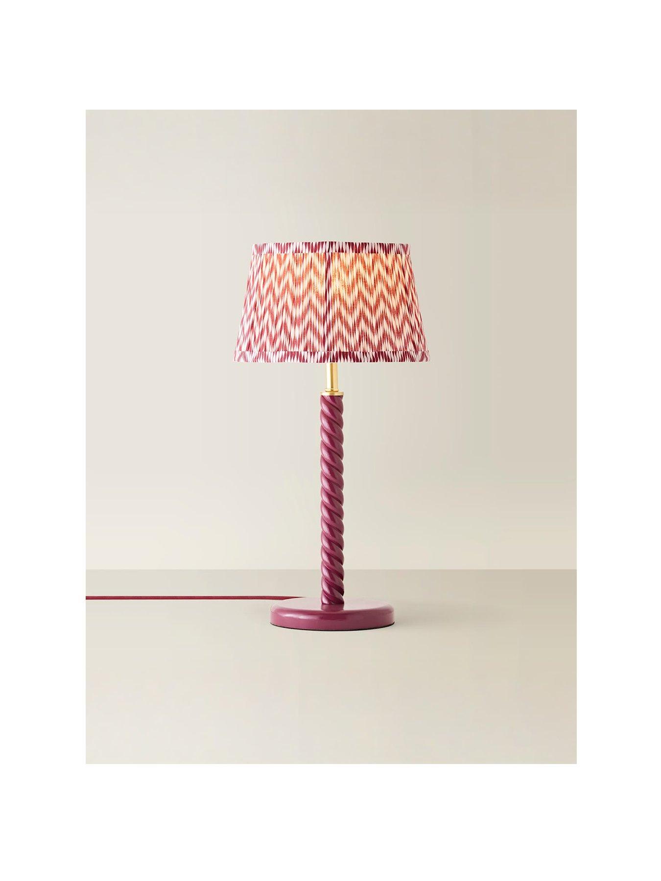 Image 2 of 7 of ValueLights Amara Pink Twist Table Lamp with Chevron Pleated Taper Shade and Warm White Bulb