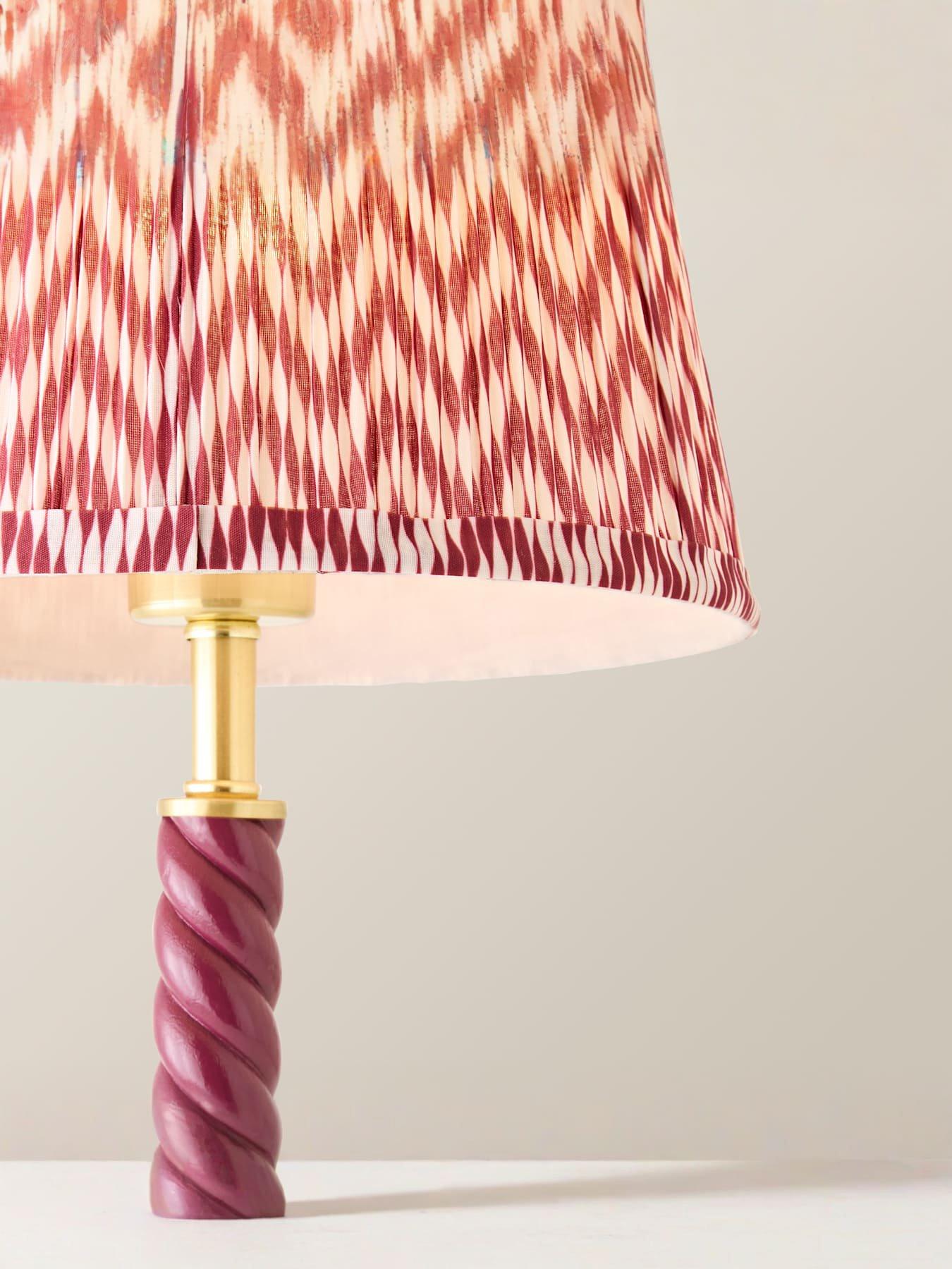 Image 4 of 7 of ValueLights Amara Pink Twist Table Lamp with Chevron Pleated Taper Shade and Warm White Bulb
