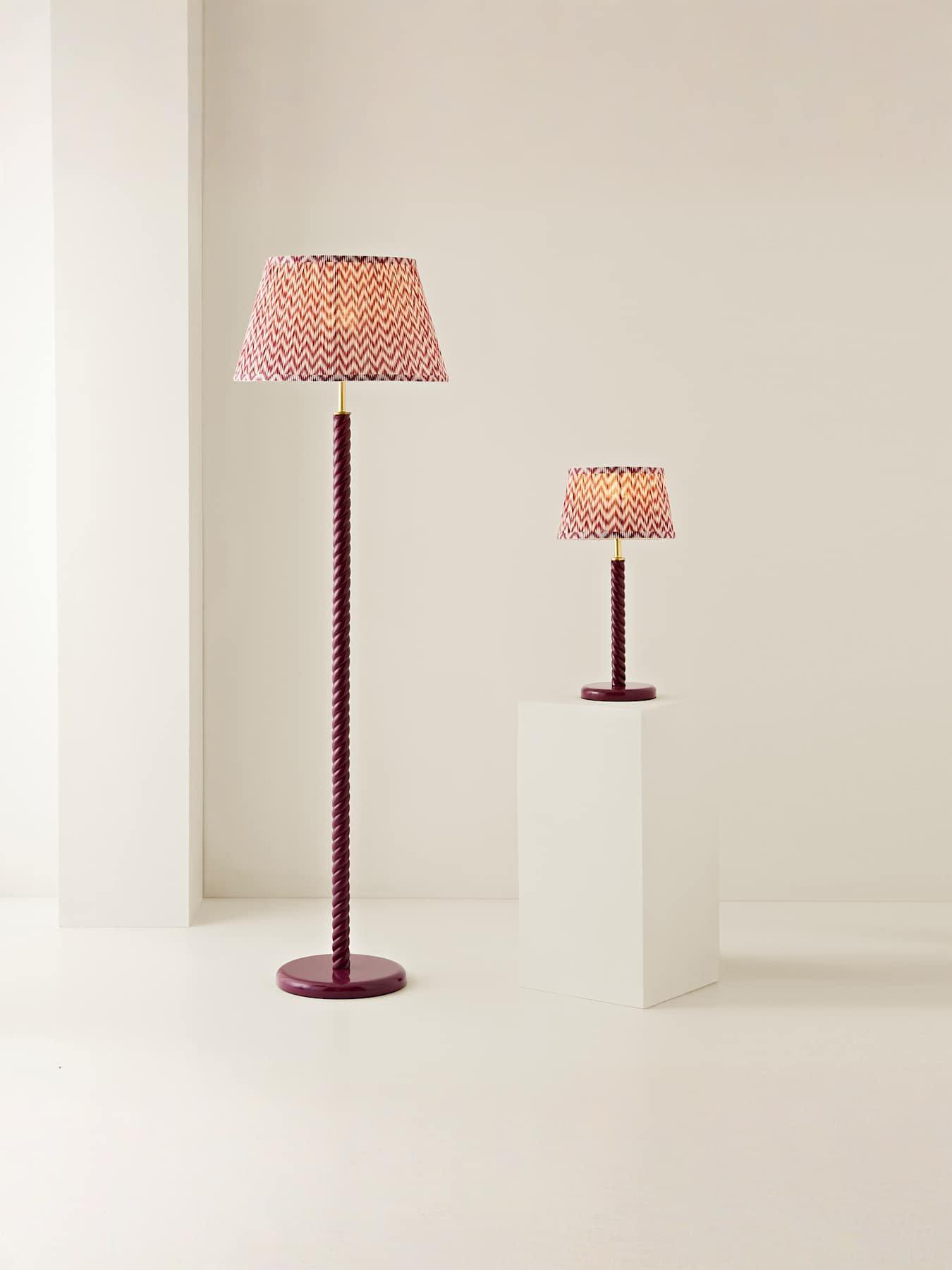 Image 6 of 7 of ValueLights Amara Pink Twist Table Lamp with Chevron Pleated Taper Shade and Warm White Bulb
