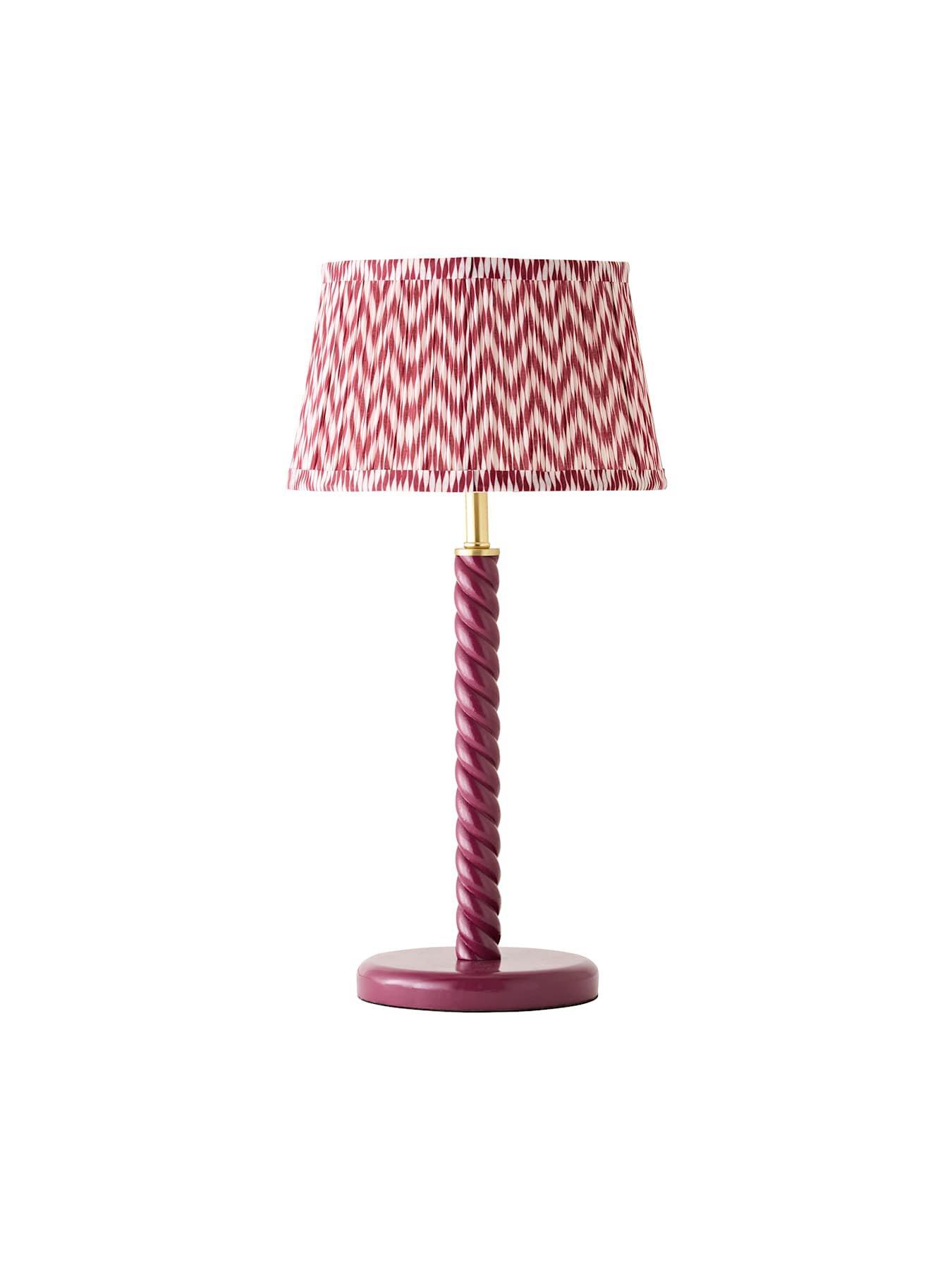 Image 7 of 7 of ValueLights Amara Pink Twist Table Lamp with Chevron Pleated Taper Shade and Warm White Bulb