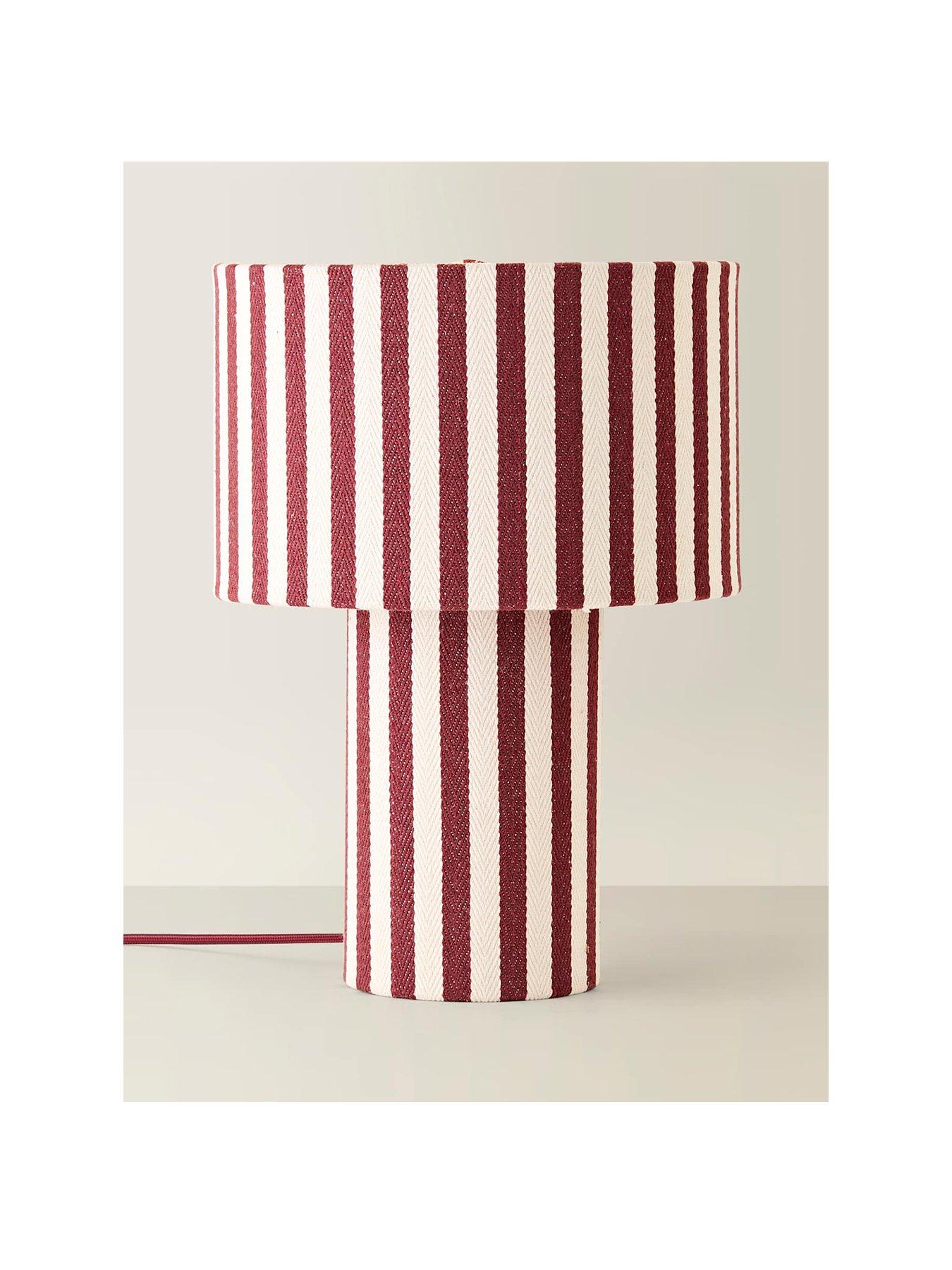 Image 2 of 7 of ValueLights Florence Burgundy Deckchair Linen Table Lamp and Warm White Bulb