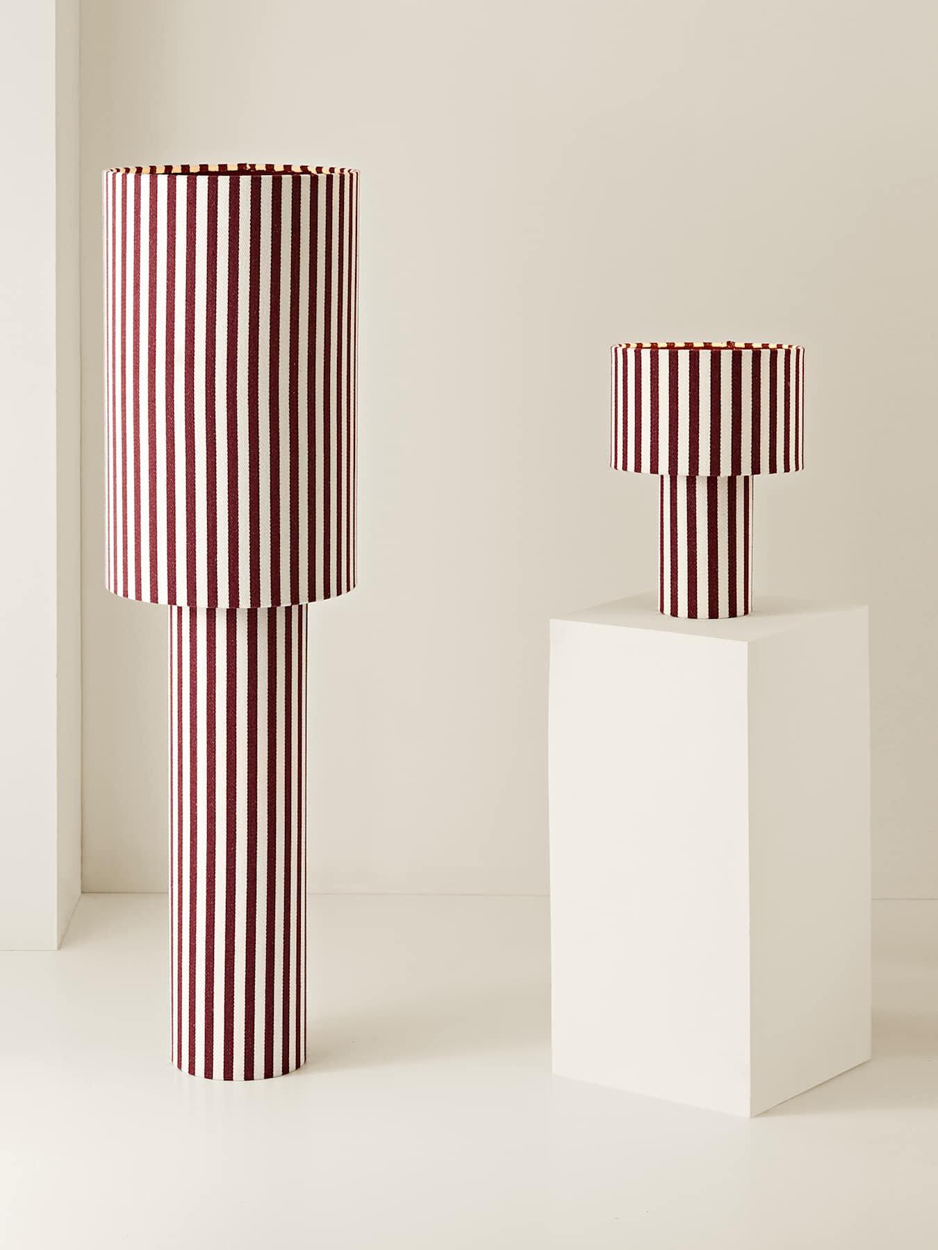Image 6 of 7 of ValueLights Florence Burgundy Deckchair Linen Table Lamp and Warm White Bulb