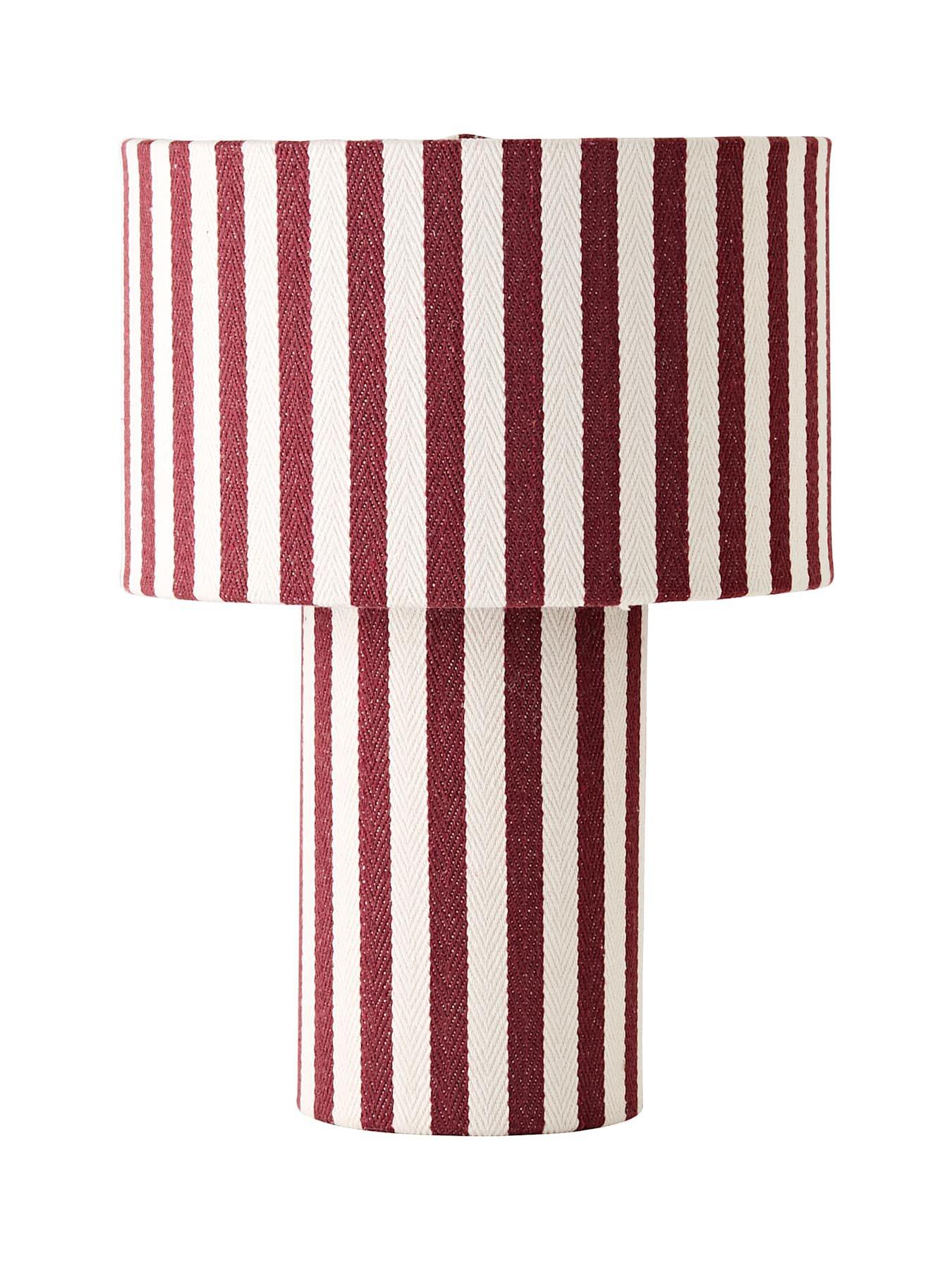 Image 7 of 7 of ValueLights Florence Burgundy Deckchair Linen Table Lamp and Warm White Bulb