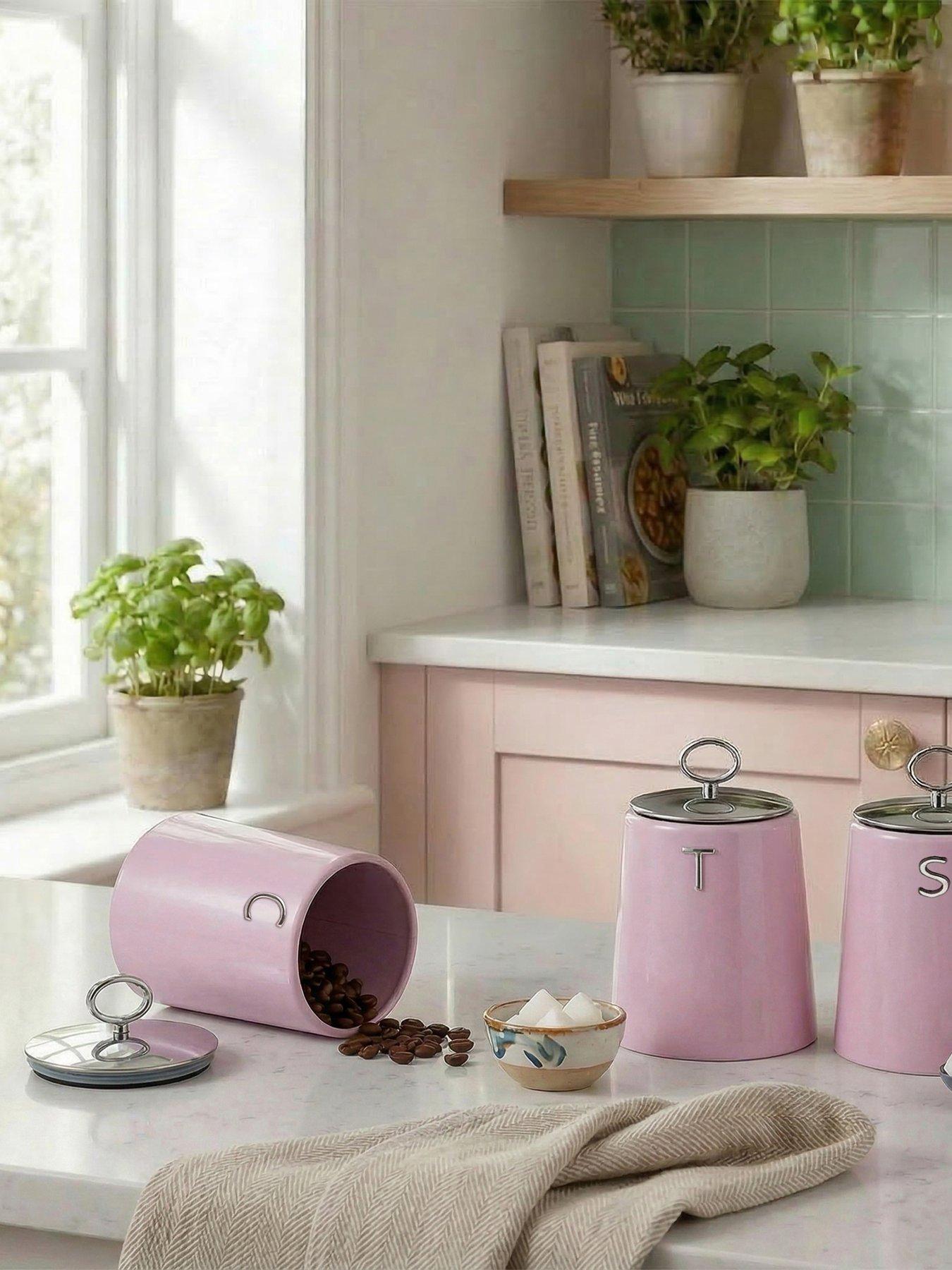 Salter Retro 3pc Canister Set Pink