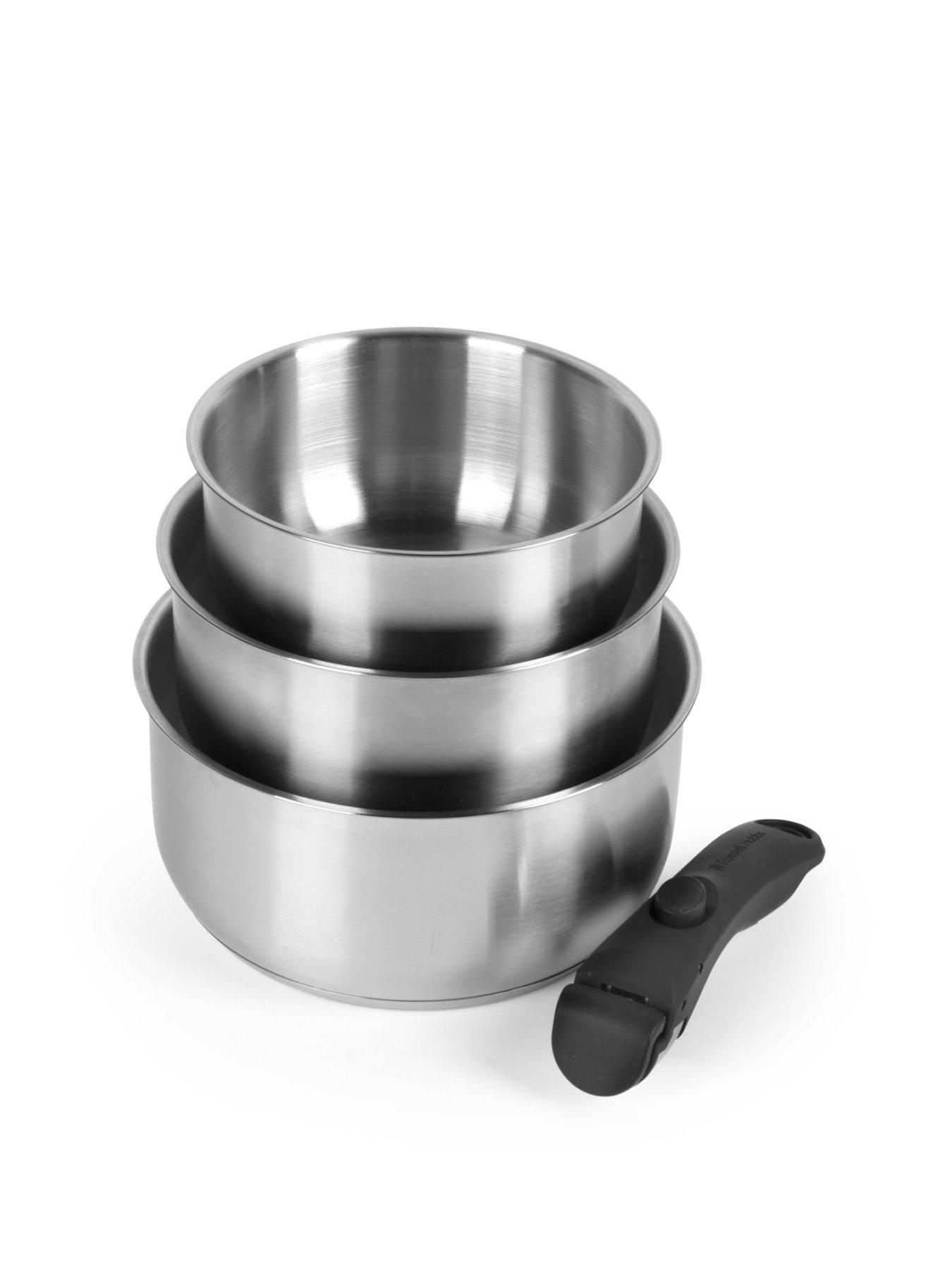 Image 2 of 7 of Russell Hobbs Stainless Steel Smart Clip 4 Piece Saucepan Set