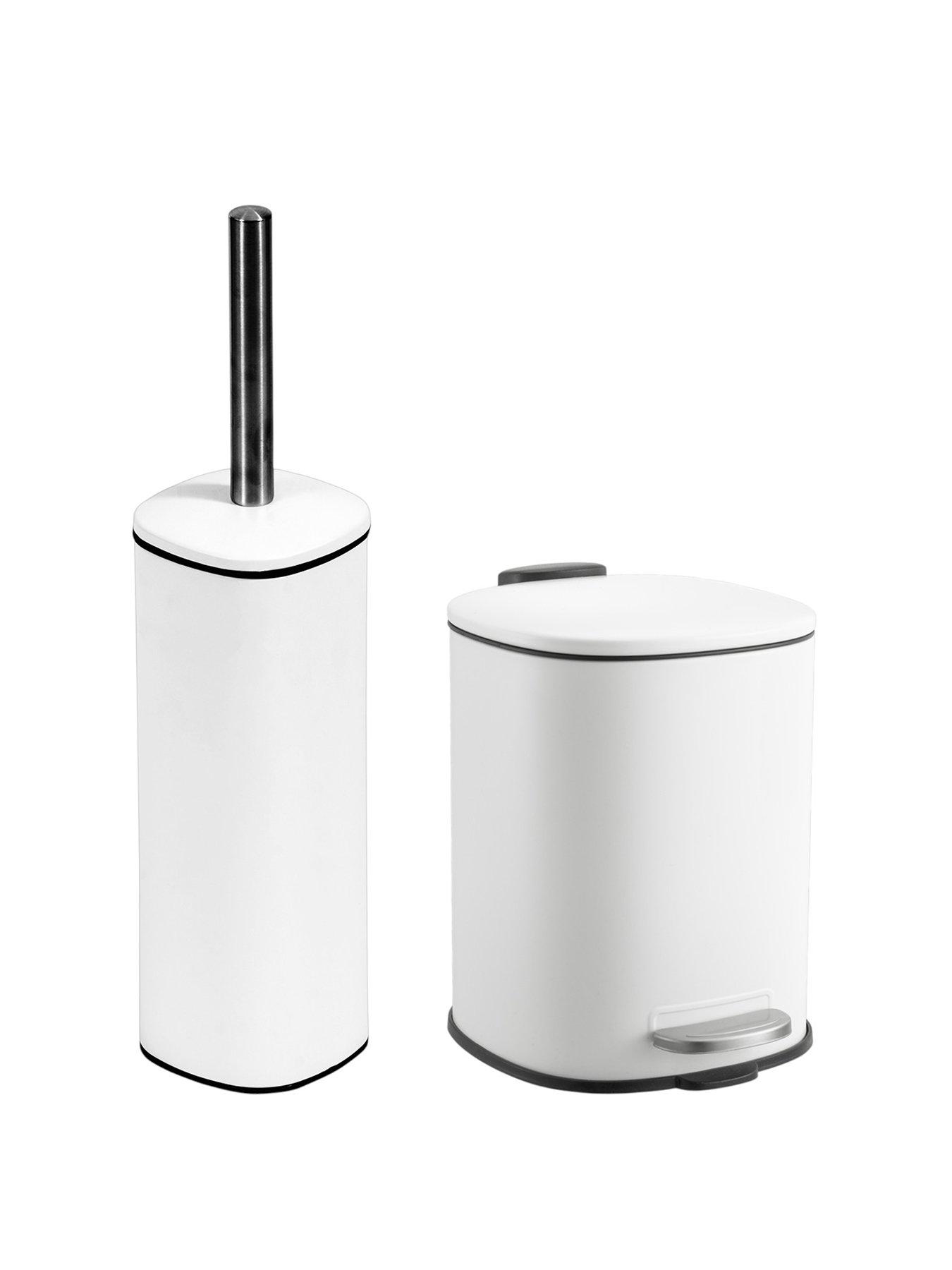 Image 2 of 6 of Showerdrape Capri White 3l Bathroom Bin &amp; Toilet Brush Set