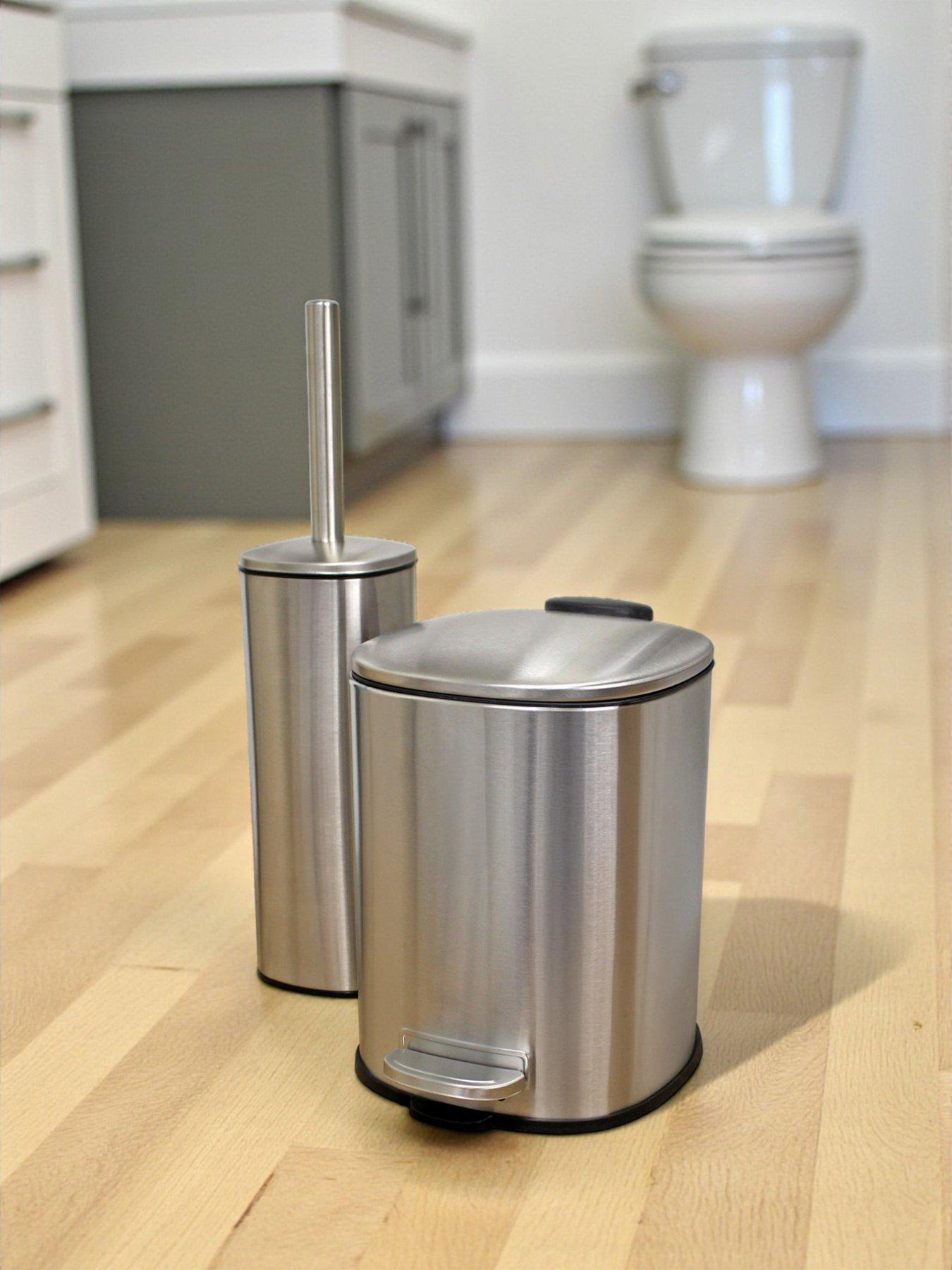 Showerdrape Showerdrape Capri Satin Chrome 3l Bathroom Bin  &  Toilet Brush Set