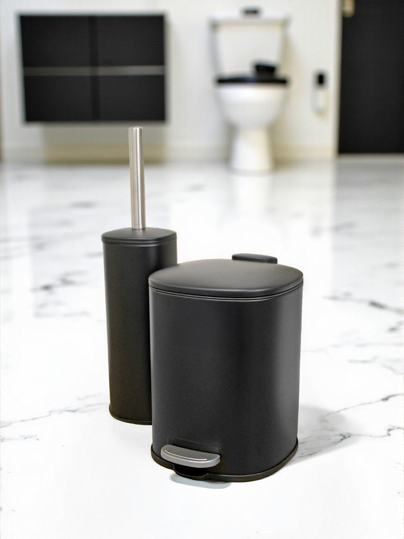 Showerdrape Showerdrape Capri Black 3l Bathroom Bin  &  Toilet Brush Set