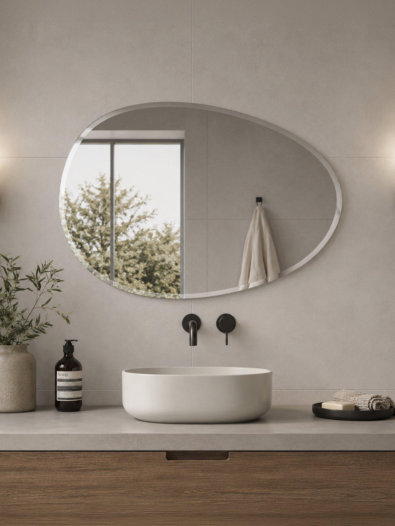 Showerdrape Showerdrape Angel Pebble Asymmetrical Wall Mounted Frameless Mirror 60 X 45cm