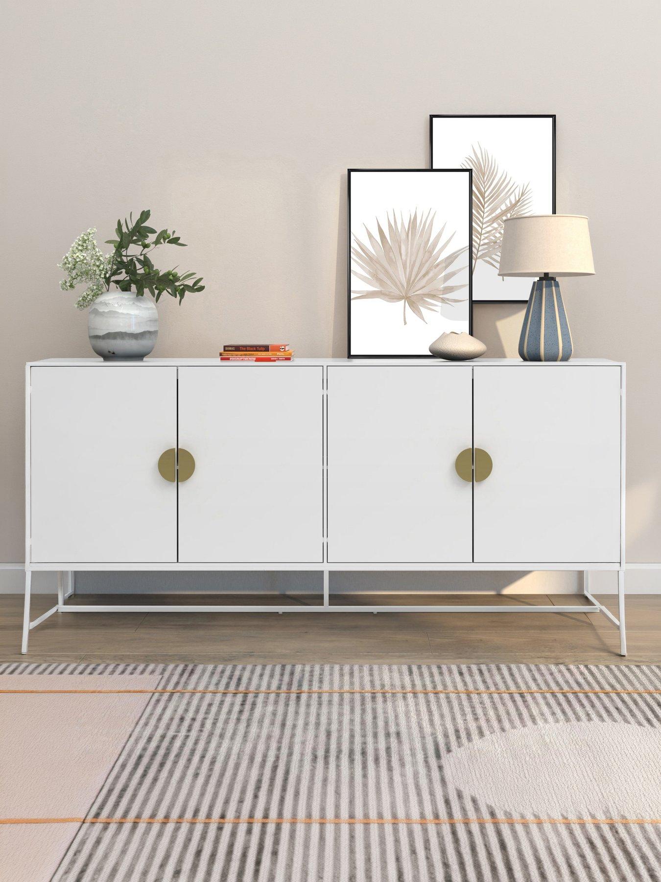 Image 1 of 6 of CosmoLiving by Cosmopolitan Asia 4 Door Sideboard Cabinet