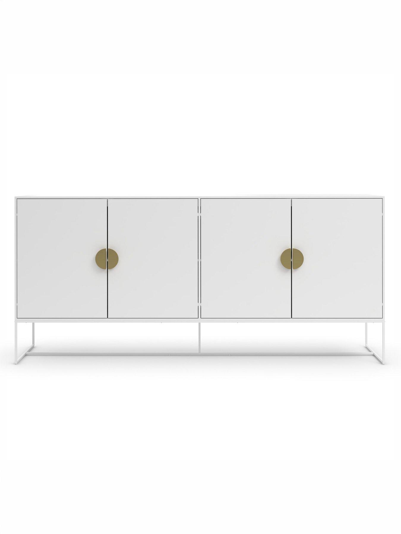 Image 3 of 6 of CosmoLiving by Cosmopolitan Asia 4 Door Sideboard Cabinet