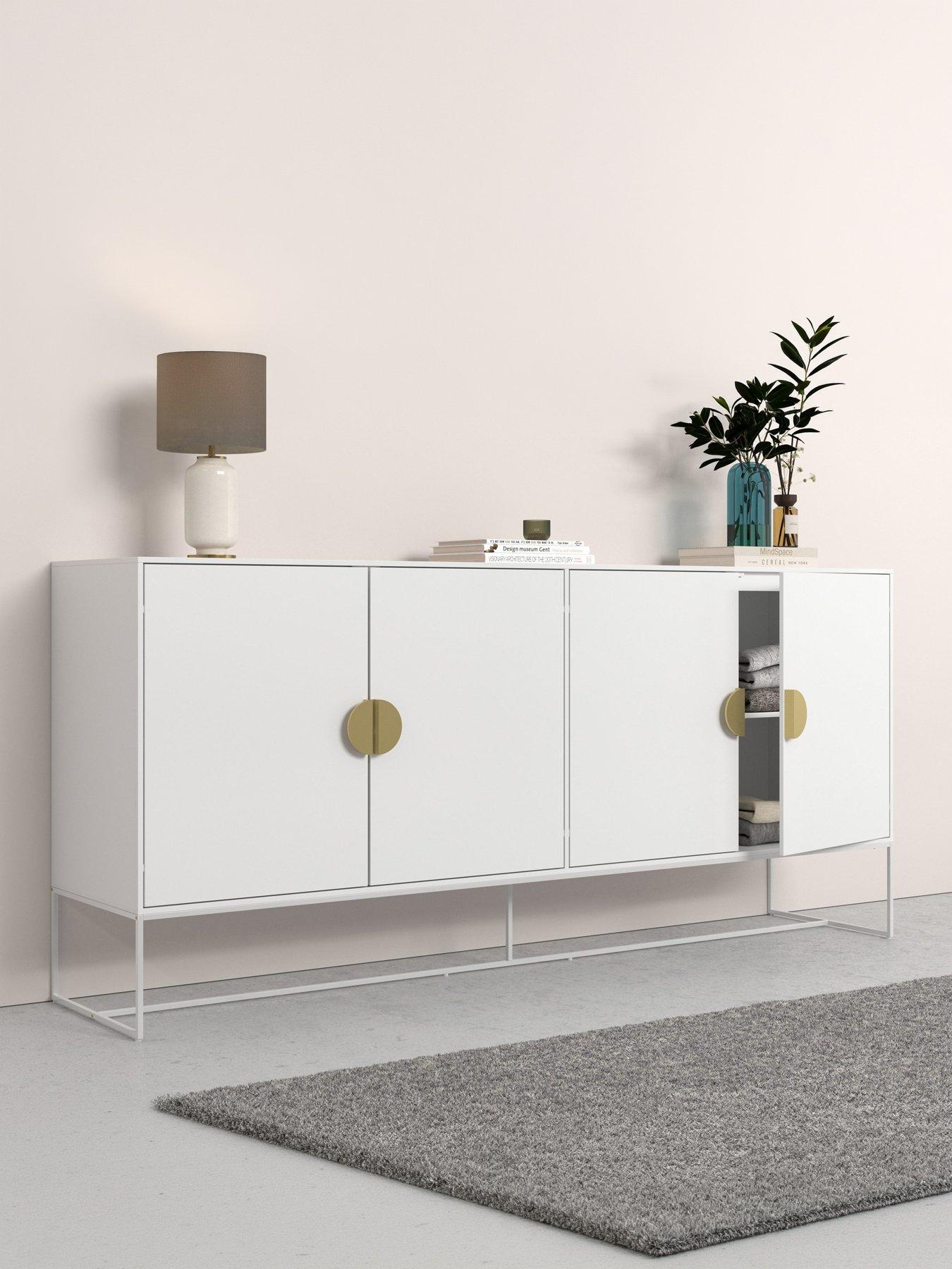 Image 6 of 6 of CosmoLiving by Cosmopolitan Asia 4 Door Sideboard Cabinet