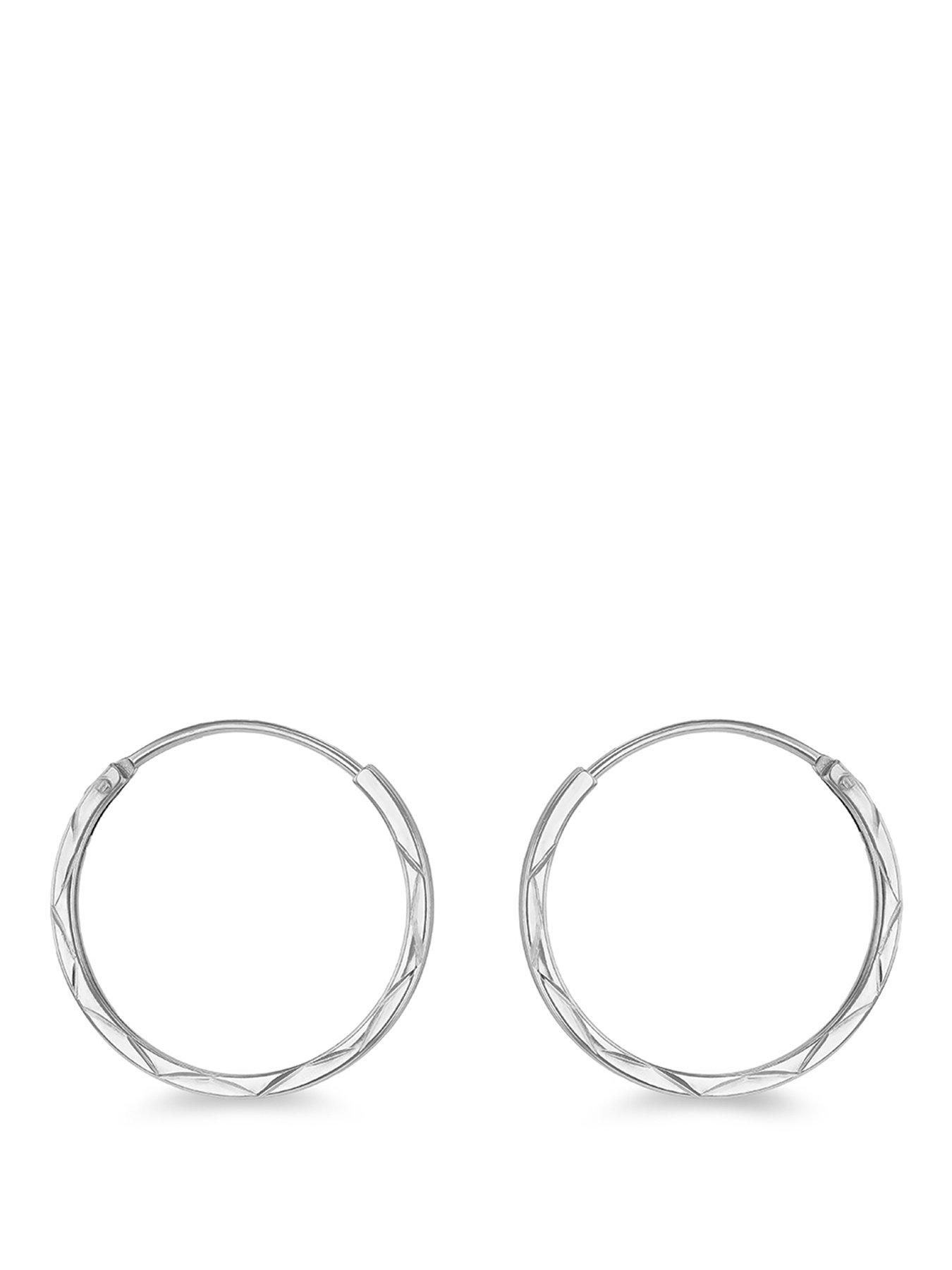 The Love Collection Sterling Silver 15mm Diamond Cut Hoop Earring